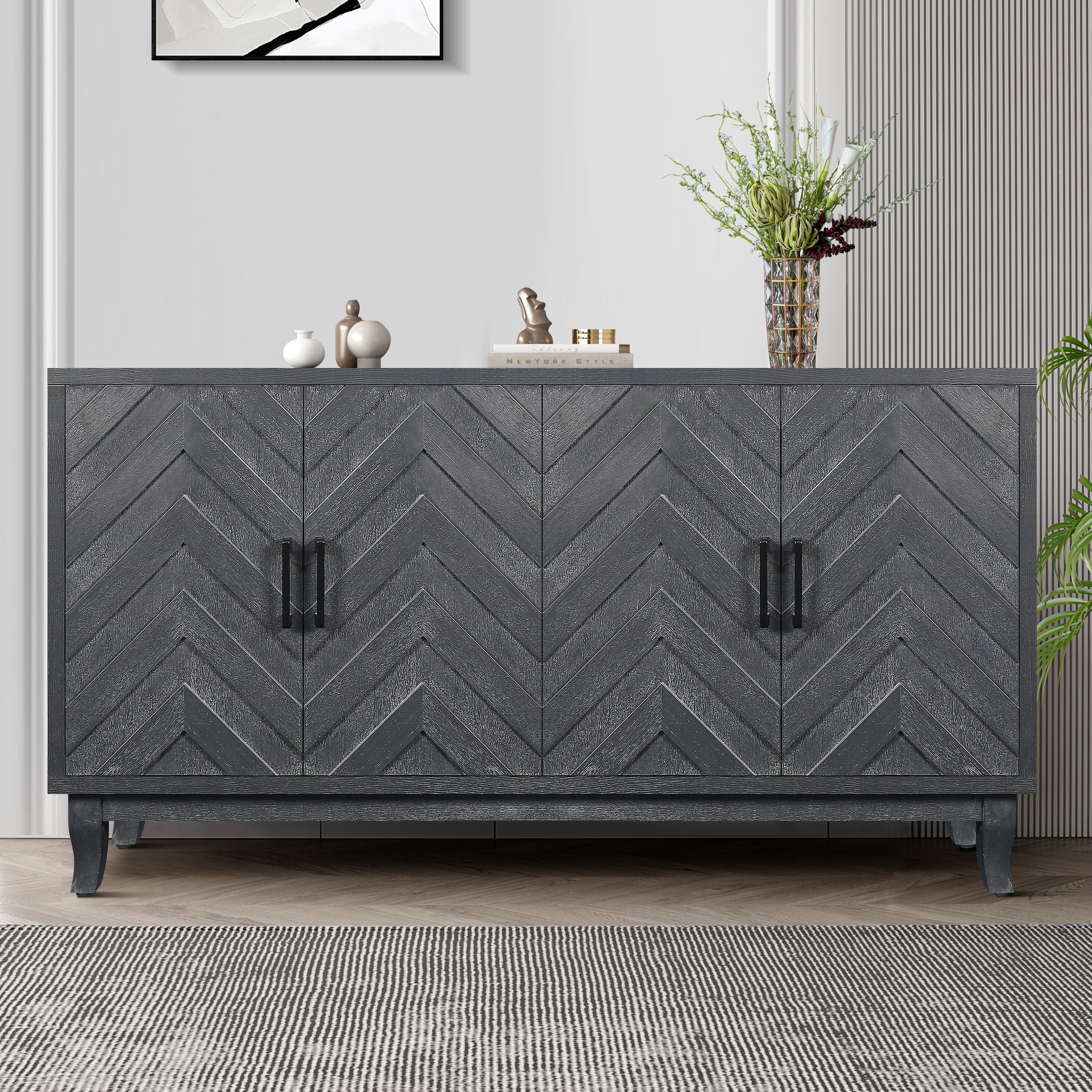 Stronger-vintage-style-buffet-cabinet,-taupe-grey-Buffets