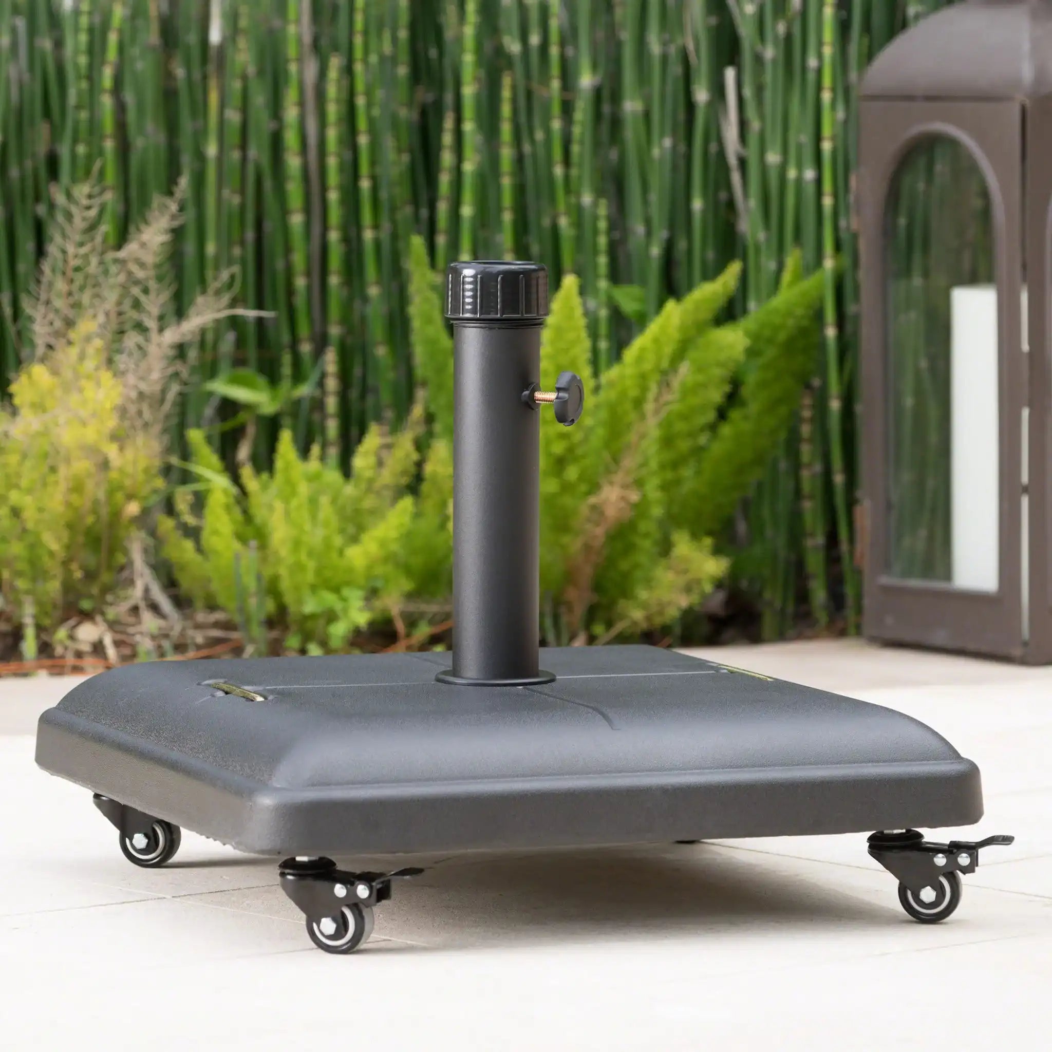 Wheelie - Stylish Square Umbrella Base With Stainless Steel Pole Handle