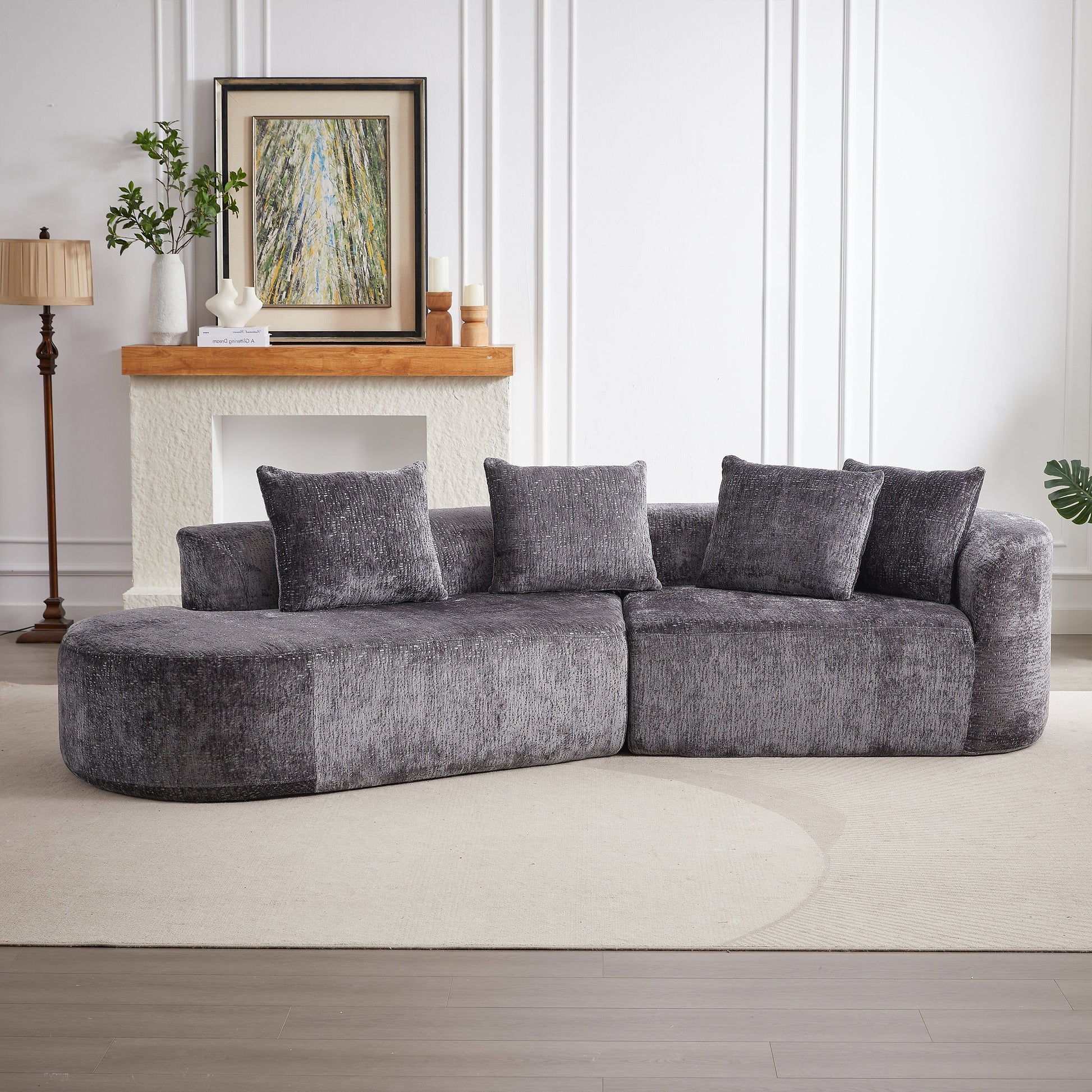 Modern Upholstered Oversized Sectional Sofa, 114-Inch Chenille - Best Buy Furniture
