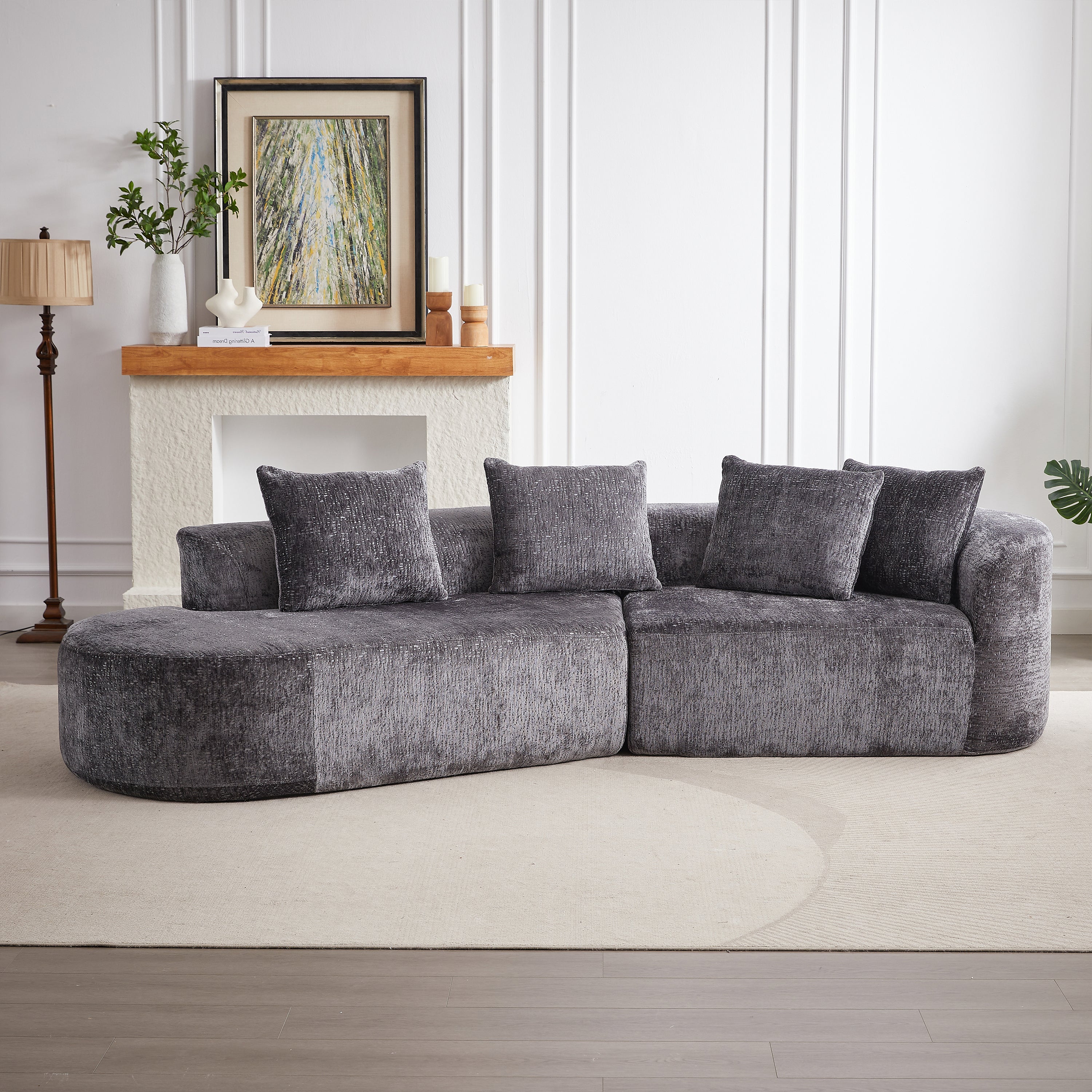 Modern Upholstered Oversized Sectional Sofa, 114-Inch Chenille - Best Buy Furniture