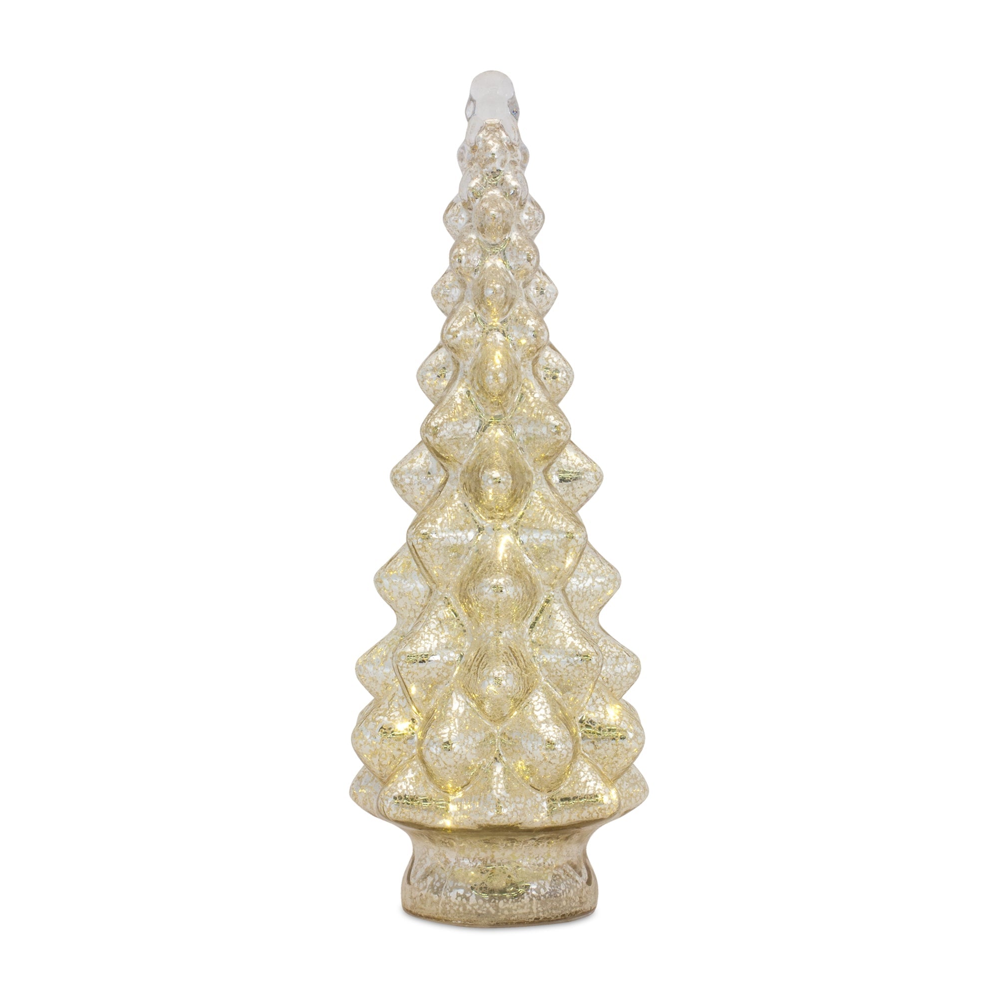 LED Lighted Mercury Glass Holiday Tree Decor (Set of 3)
