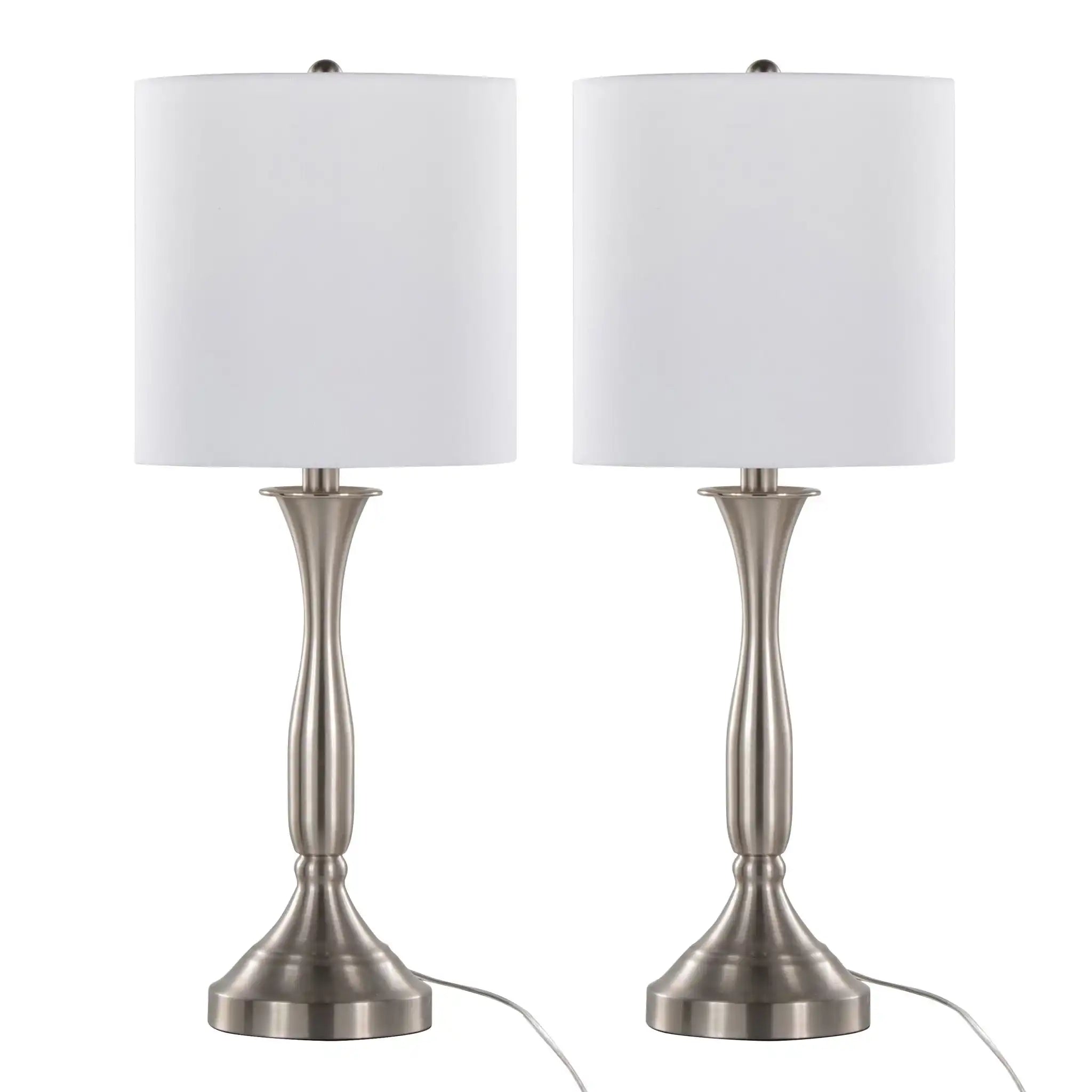 Sawyer - Contemporary Table Lamp (Set of 2) Built In USB Port - Nickel / White