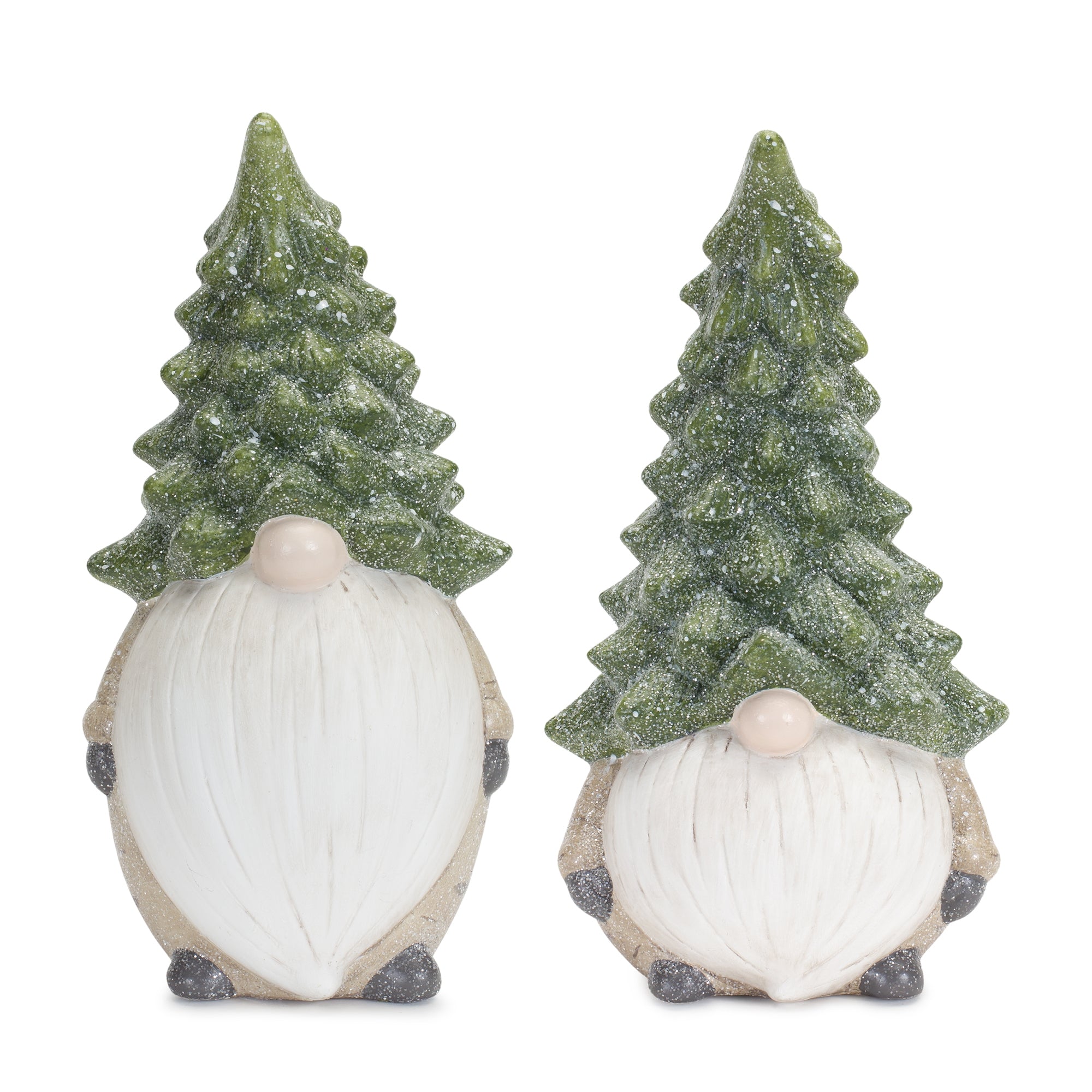 Terra-Cotta-Gnome-Figurine-with-Pine-Tree-Hat-(Set-of-2)-Christmas-Decor
