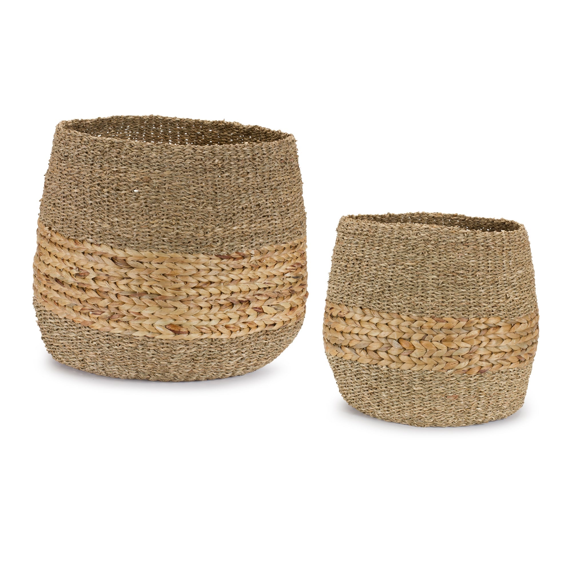 Woven-Seagrass-Basket-with-Wicker-Accent-(Set-of-2)-Decorative-Baskets-&-Storage