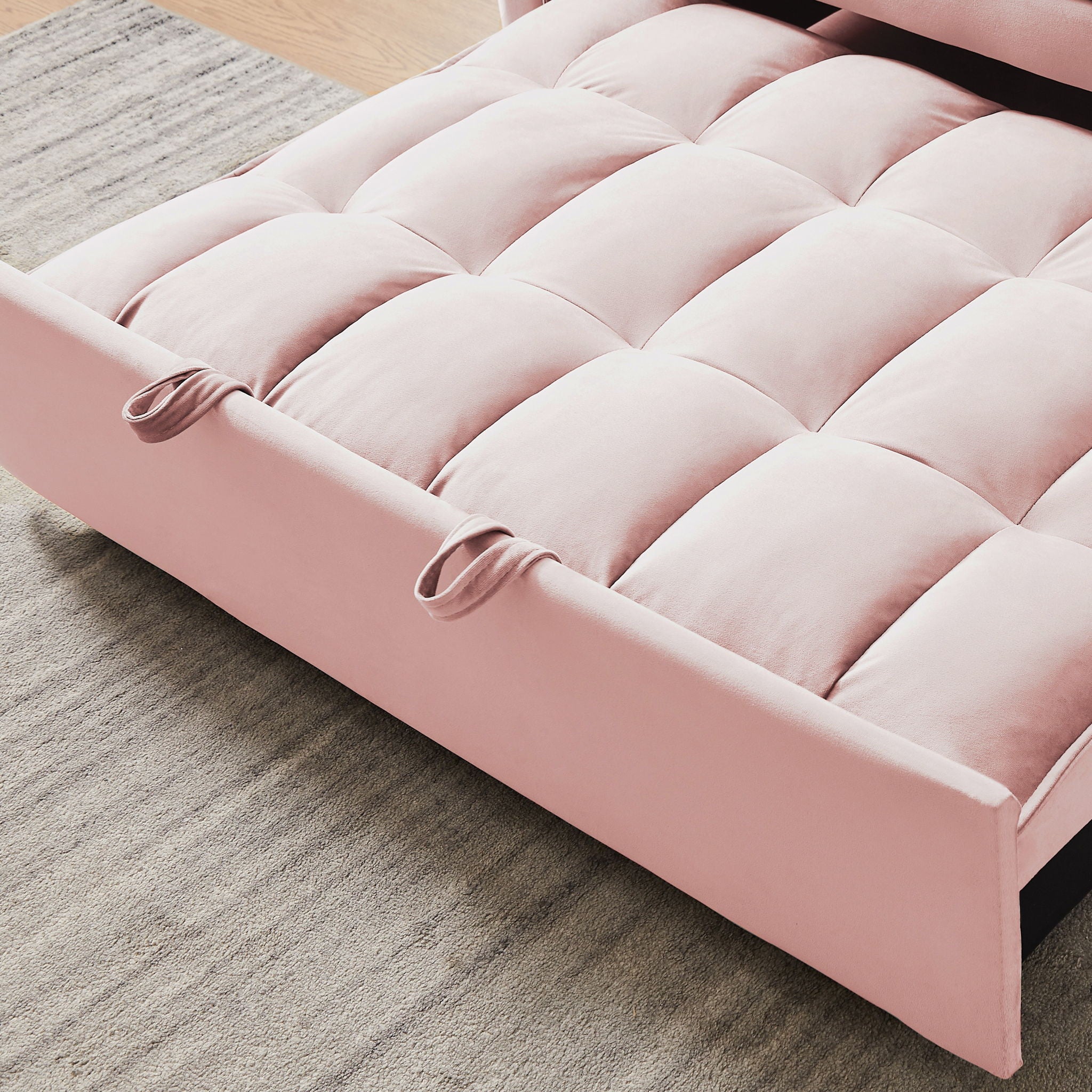 Modern Velvet Convertible Loveseat Futon Sofa With Pullout Bed, Reclining Backrest