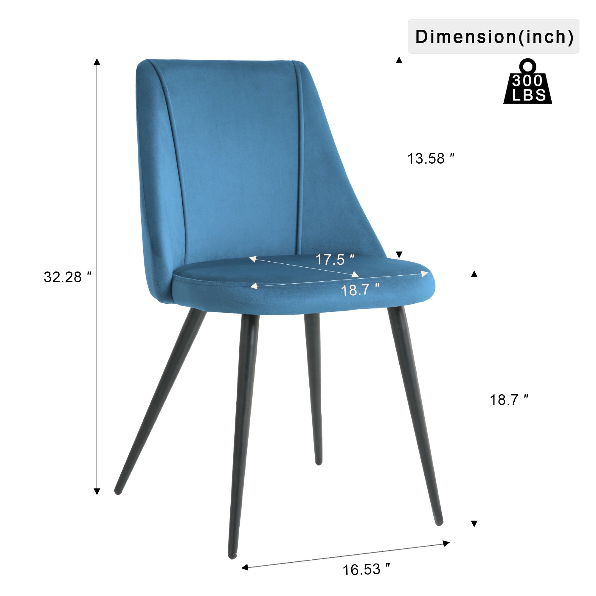 Modern Blue Velvet Dining Chair Set - Fabric Upholstery, 4-Piece Set - Best Buy Furniture