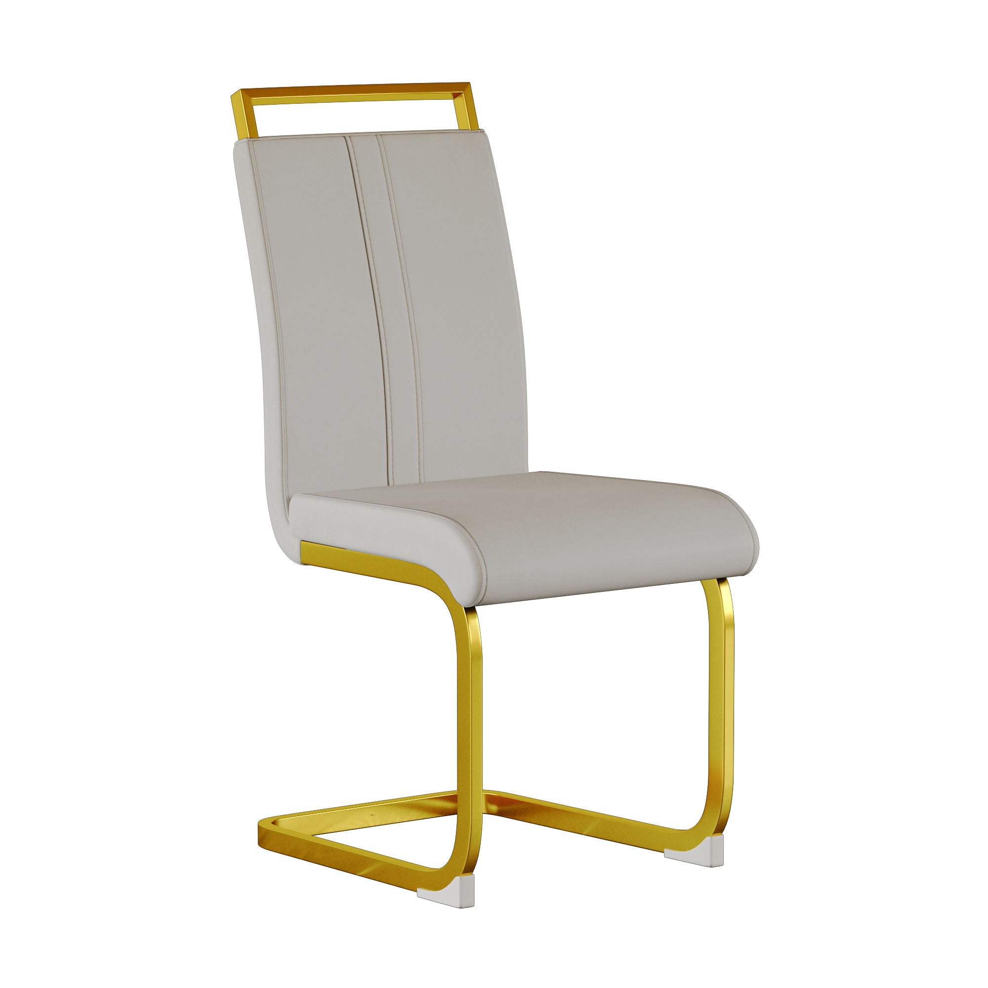 Modern Glass Dining Table Set For 4 With Golden Plating Legs And Chairs - Transparent