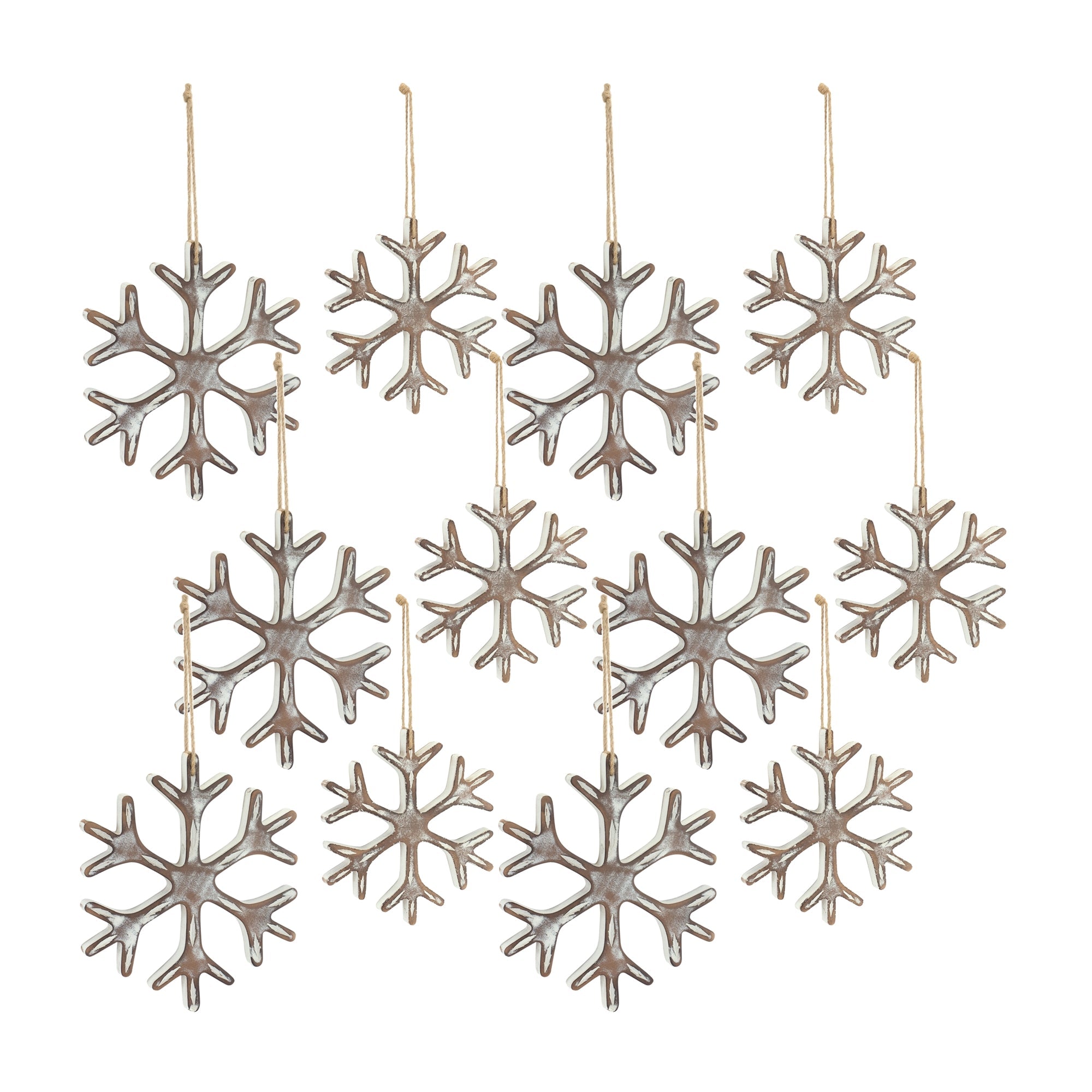 Wooden-Snowflake-Ornament-with-White-Washed-Finish-(Set-of-12)-Christmas-Ornaments
