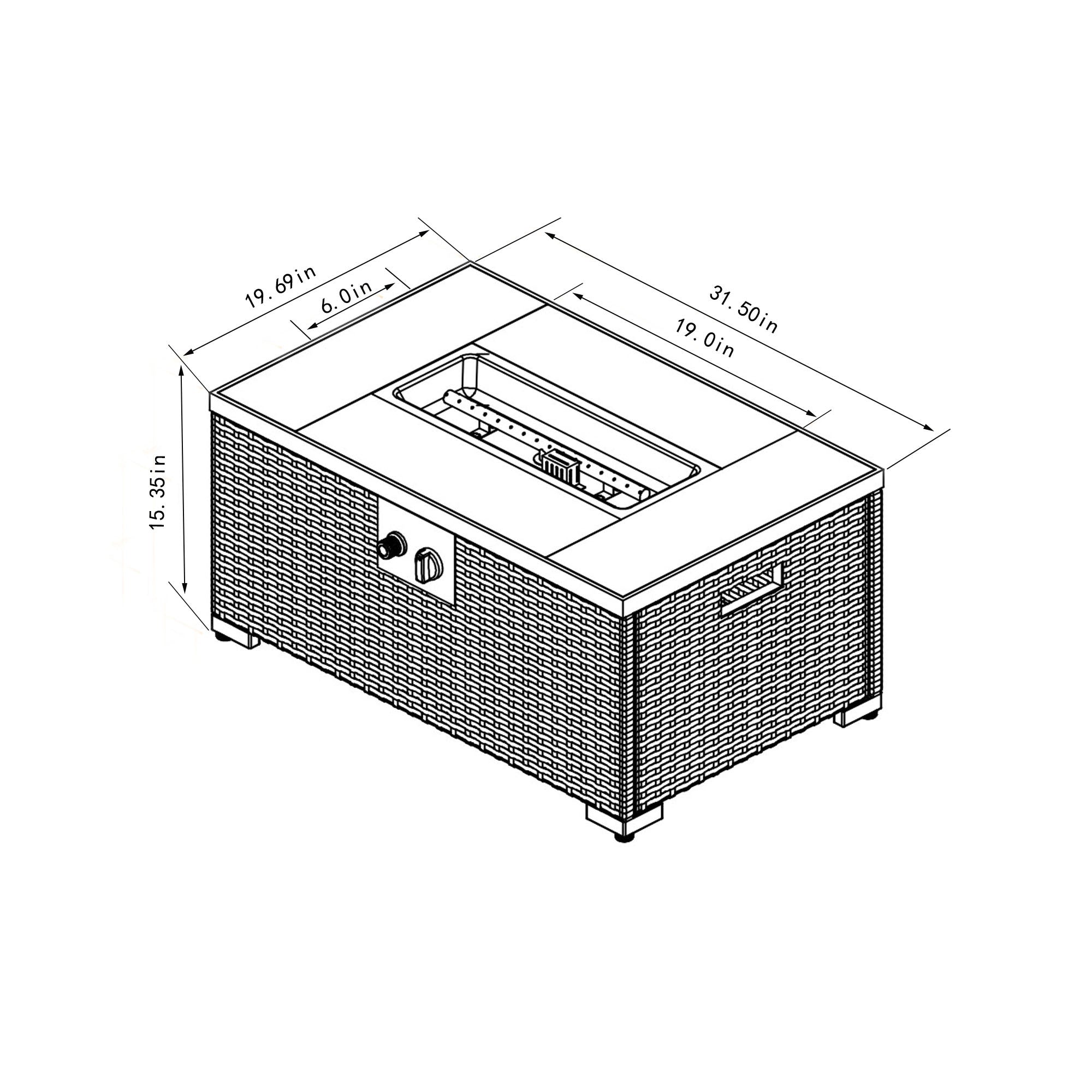 32" Propane Gas Fire Pit Table, 50000 BTU