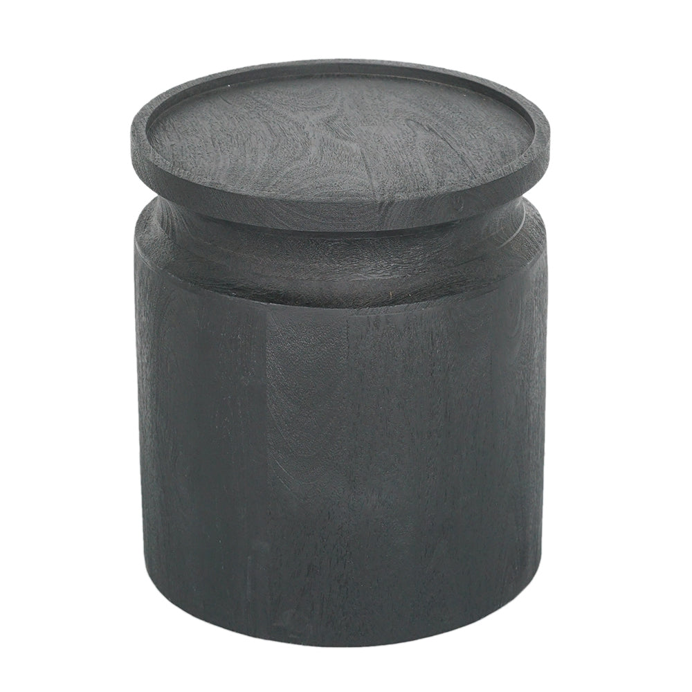 Black Wooden Cylinder Side Table