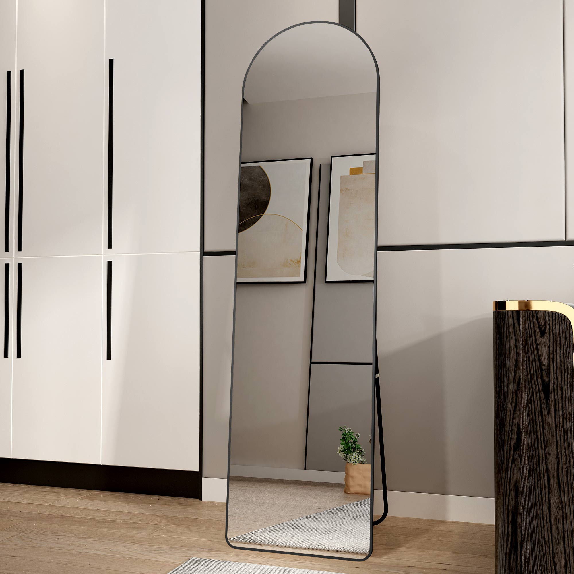 Arched Full Length Mirror With Frame For Bathroom Bedroom ing Store - Black
