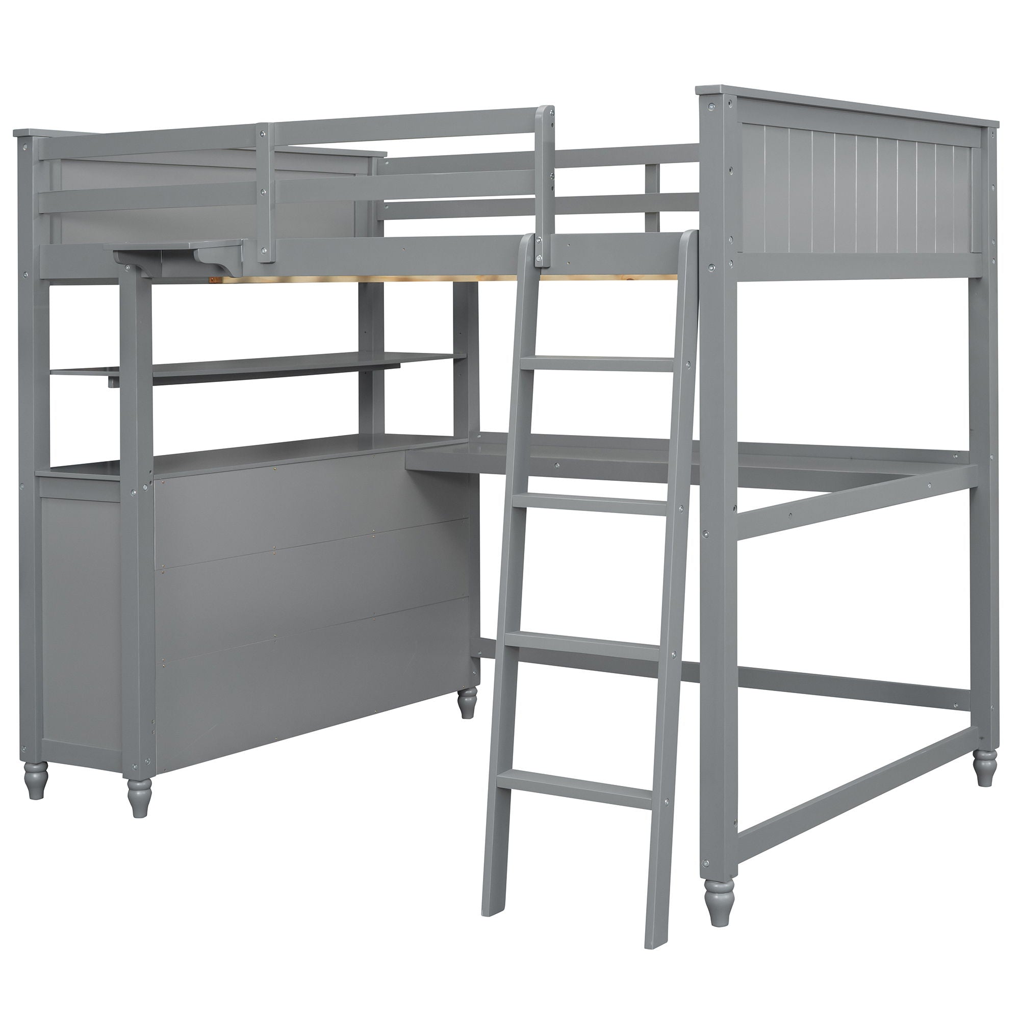 Loft Bed With Drawers With Desk And Shelves