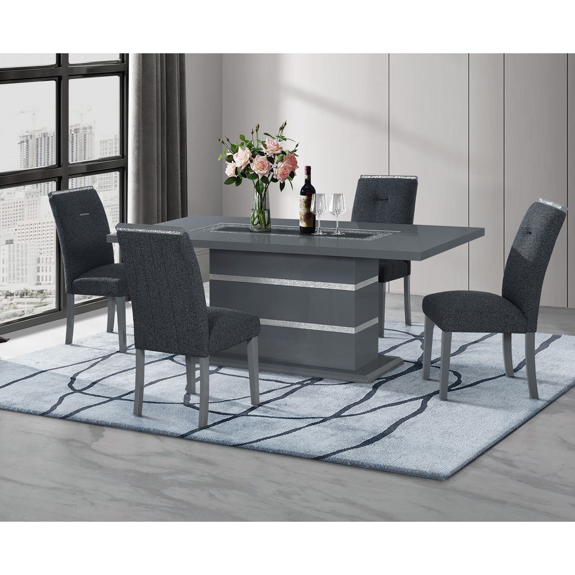 Ariya - Dining Table And Chair Set - Dark Gray