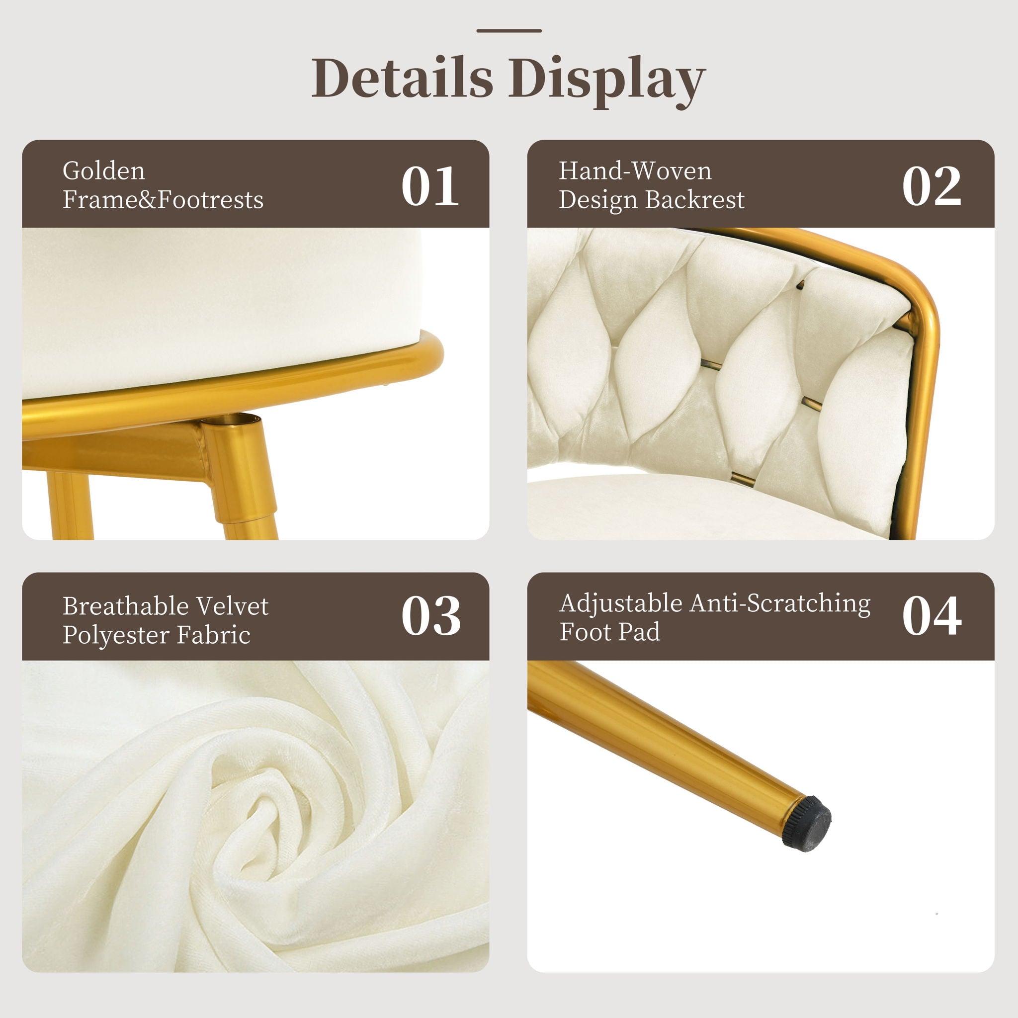 Modern Low Back Upholstered Counter Height Bar Stools (Set of 2)