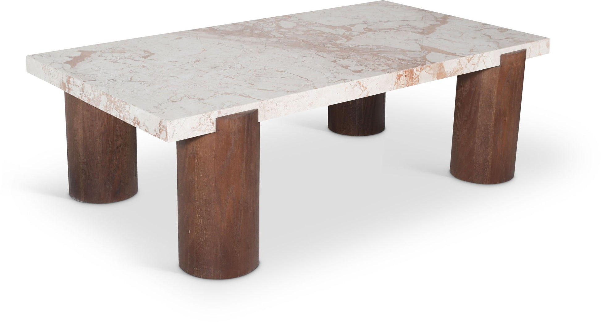 Campania - Marble And Oak Wood Coffee Table - Cream - Best Buy Furniture