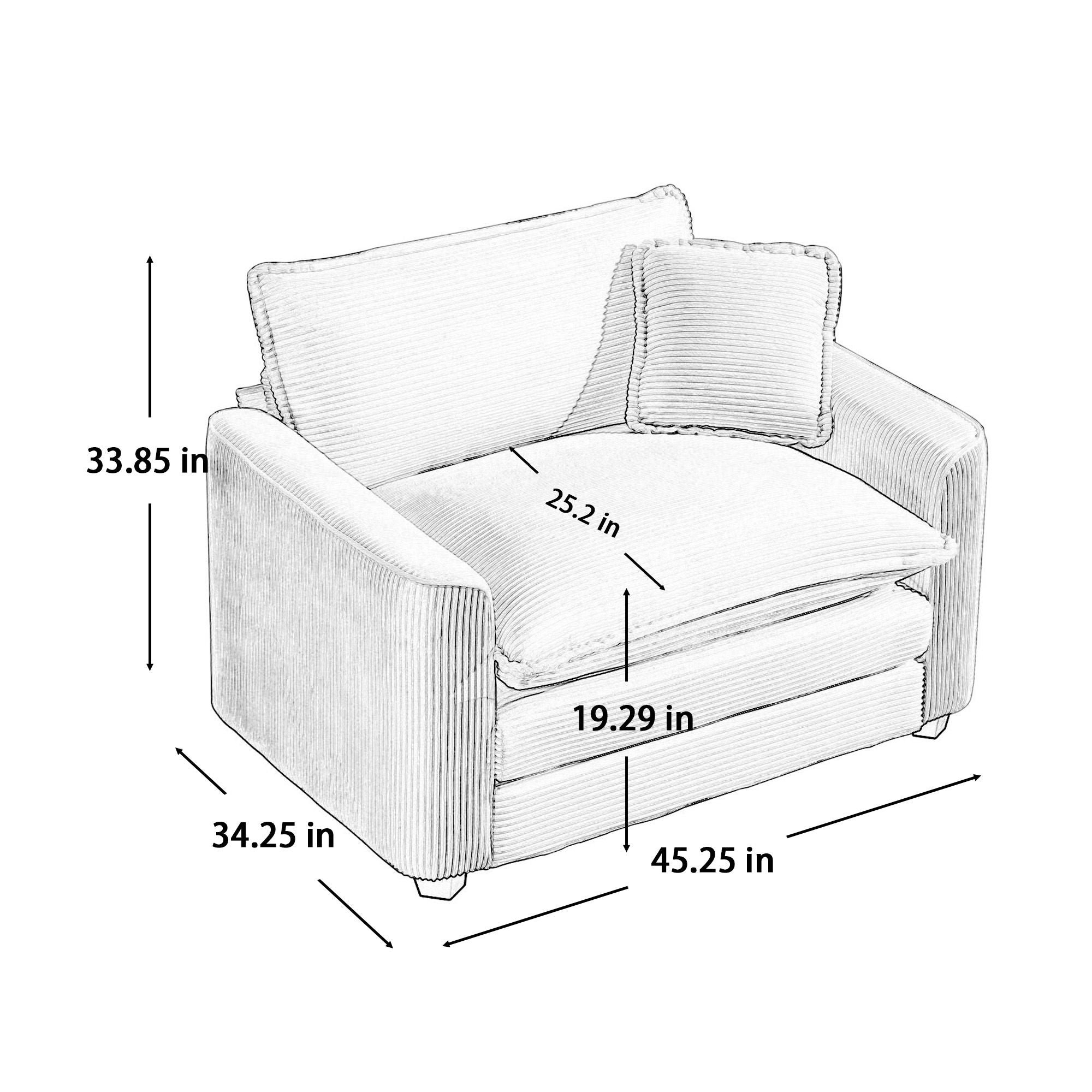 Elegant Corduroy Oversized Sectional Sofa Set With Deep Seats And Flexible Layout