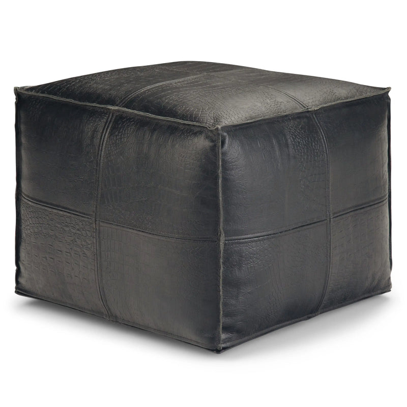 Bowen - Square Pouf - Black - Best Buy Furniture