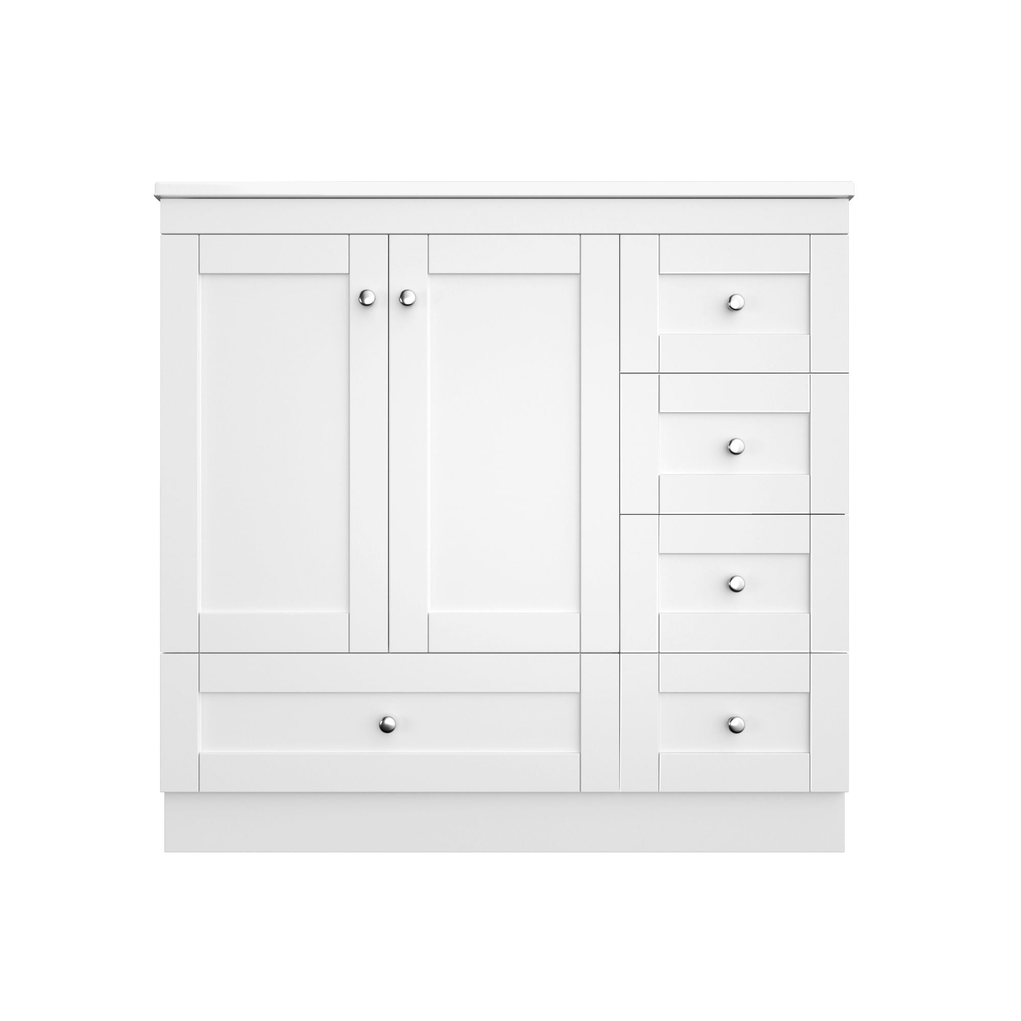 Shaker Free Standing Bathroom Vanity Cabinet With Sink, Soft Close Drawers And Doors - White