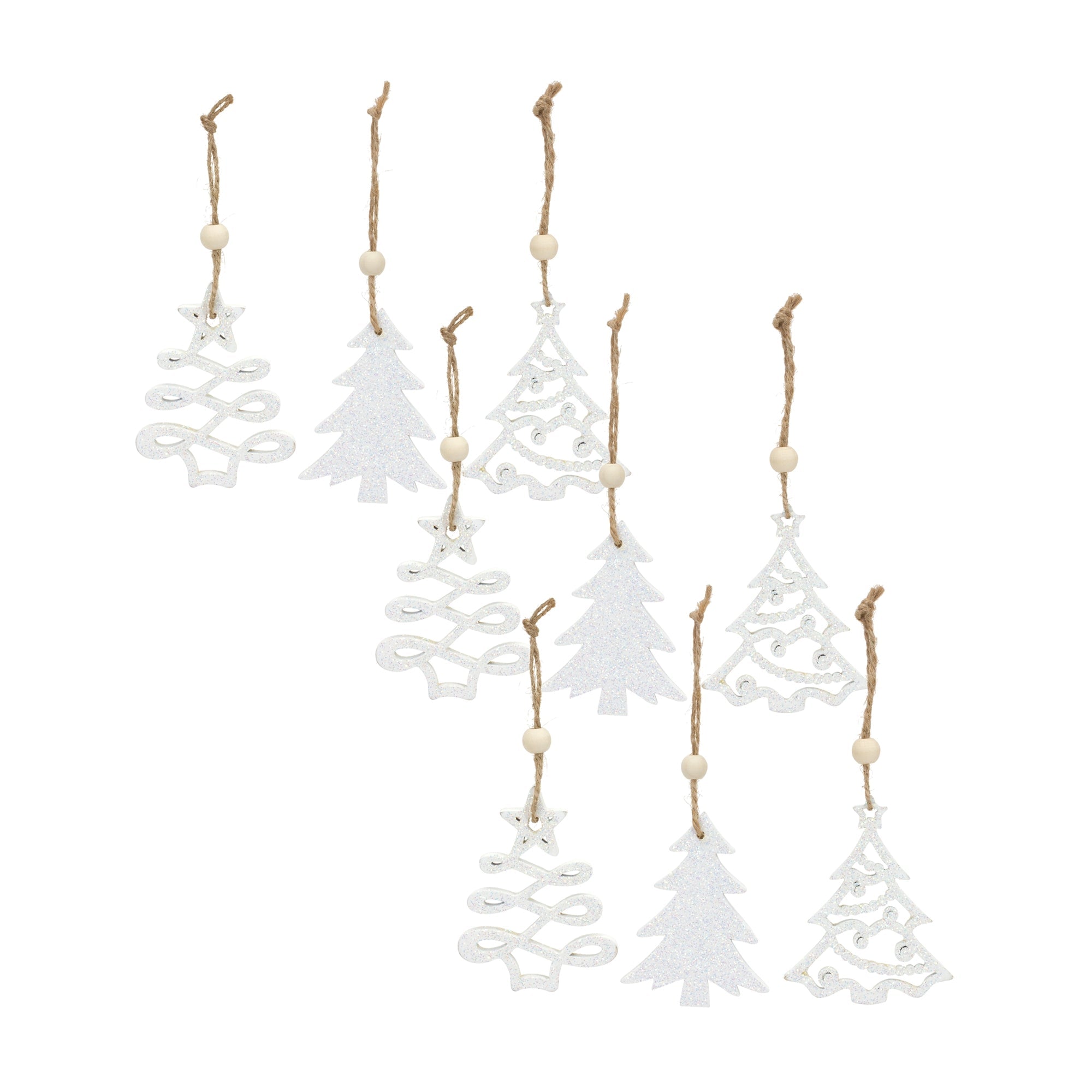 Wood-Tree-Tag-Ornament-with-Beaded-Hanger-(Set-of-9)-Christmas-Ornaments