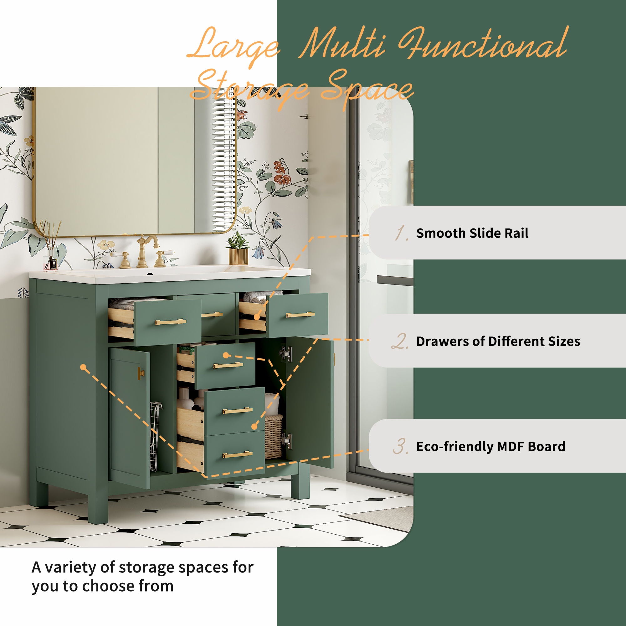 Bathroom Vanity With Sink Combo Set, Modern Bathroom Cabinet With 4 Drawers
