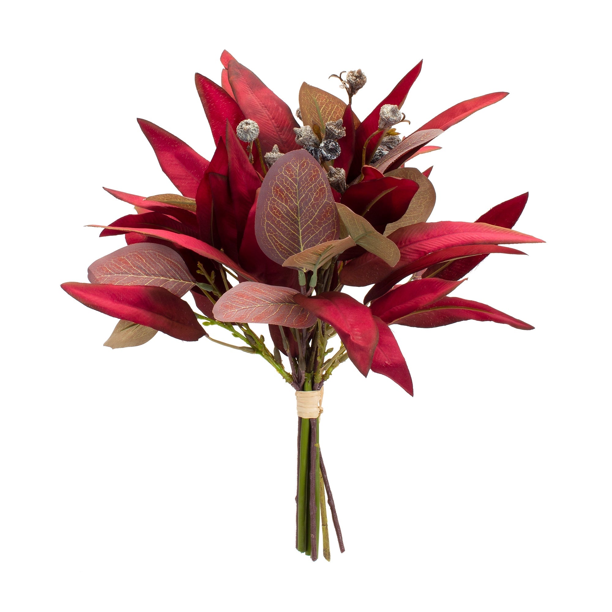 Fall Burgandy Foliage and Thistle Bundle Bouquet (Set of 6)