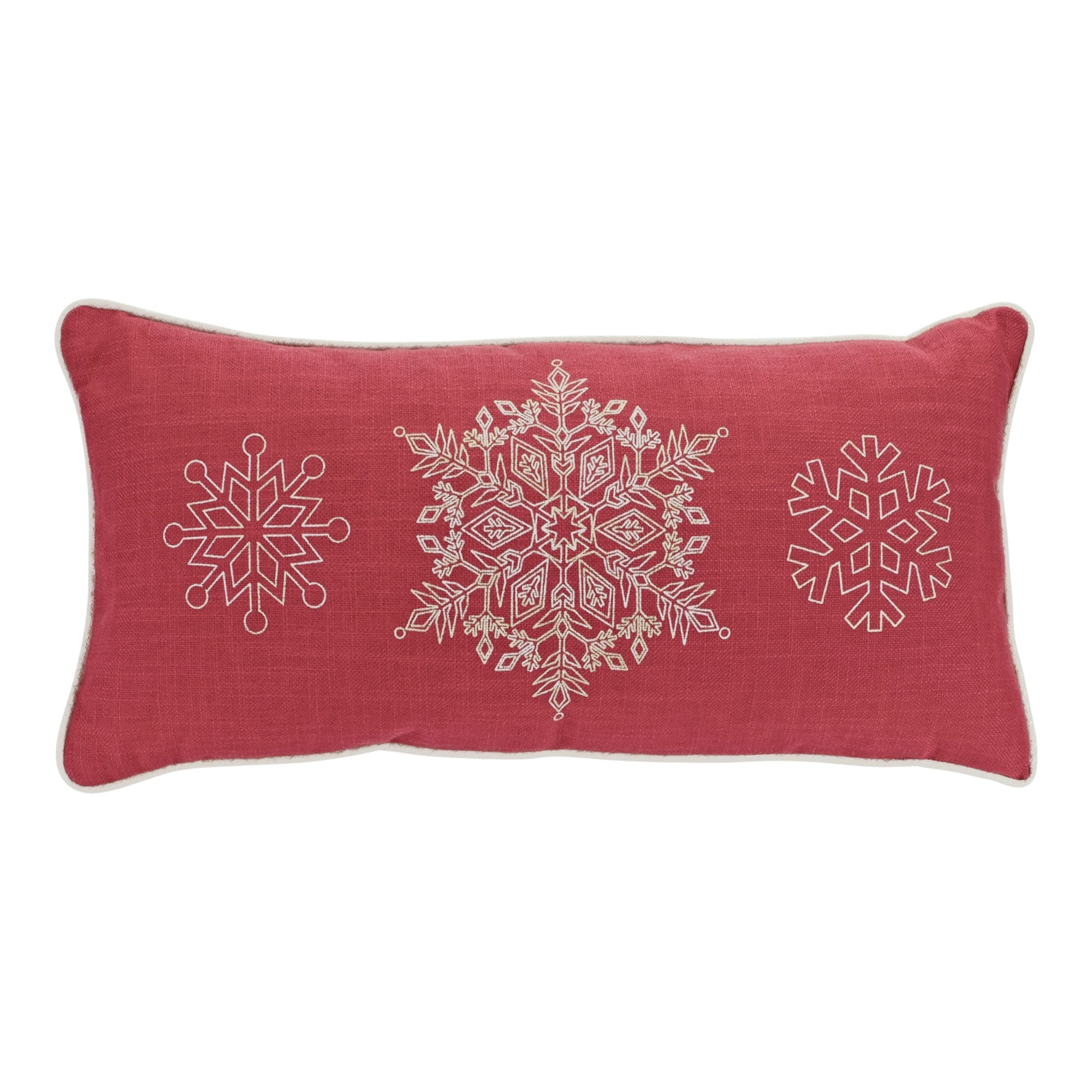 Red Embroidered Snowflake Pillow (Set of 2)