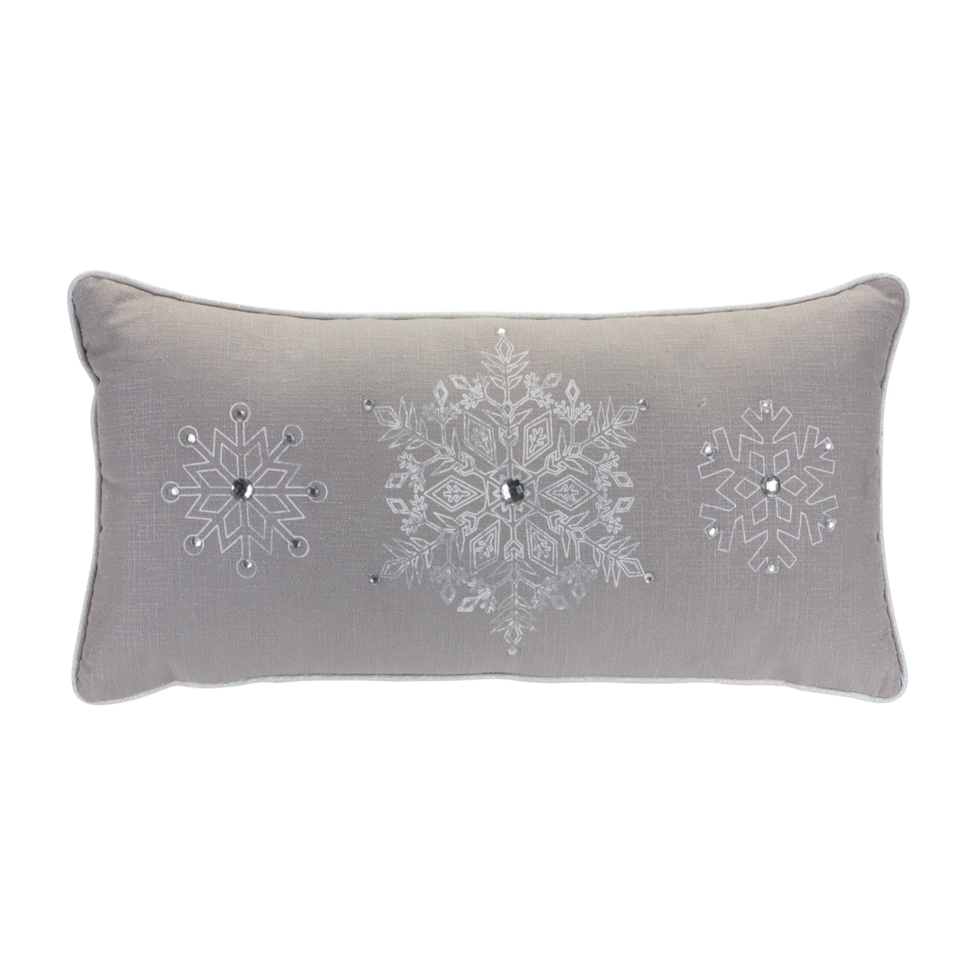 Grey Embroidered Snowflake Pillow (Set of 2)