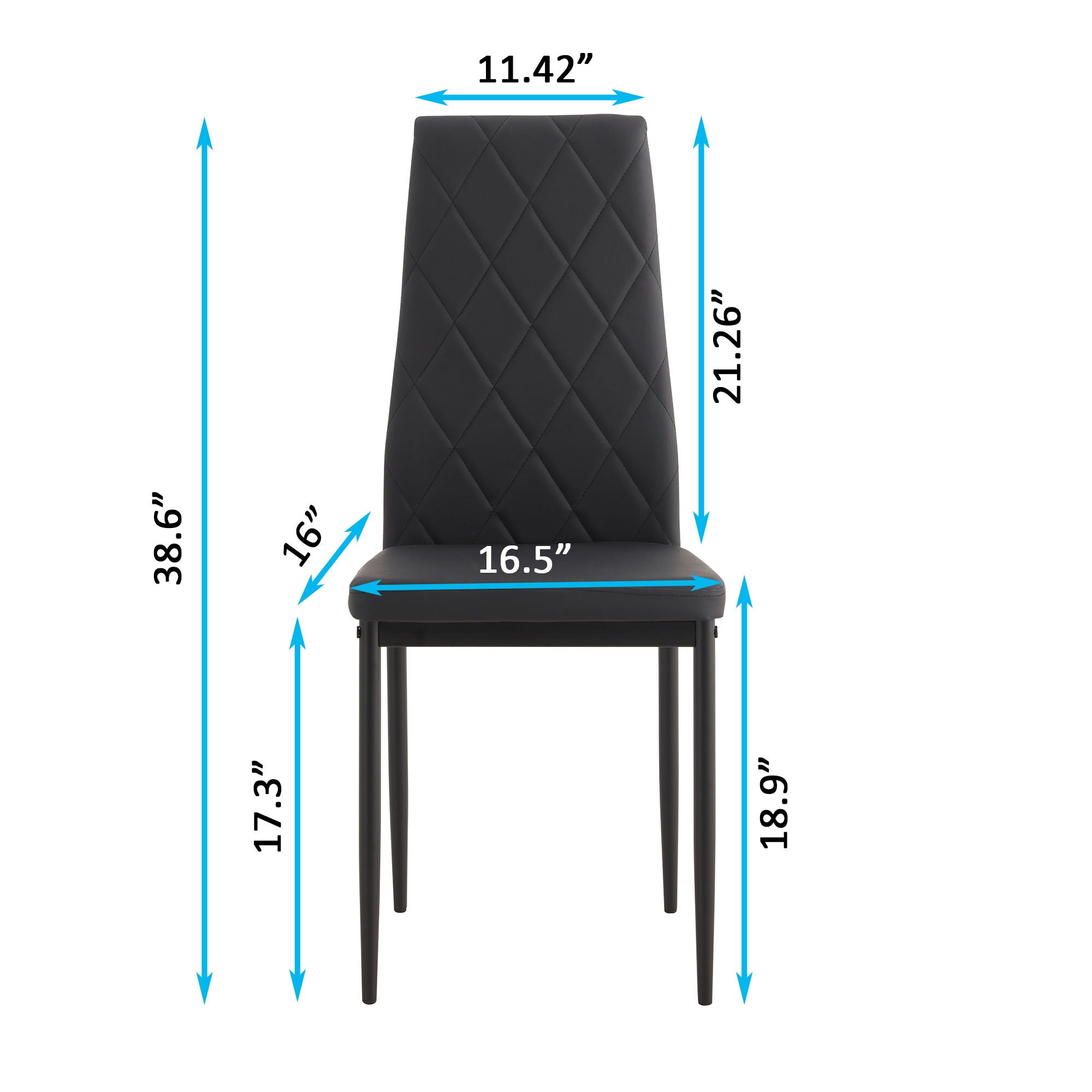 Modern 7 Piece Dining Table Set With Glass Top And Chairs - Black