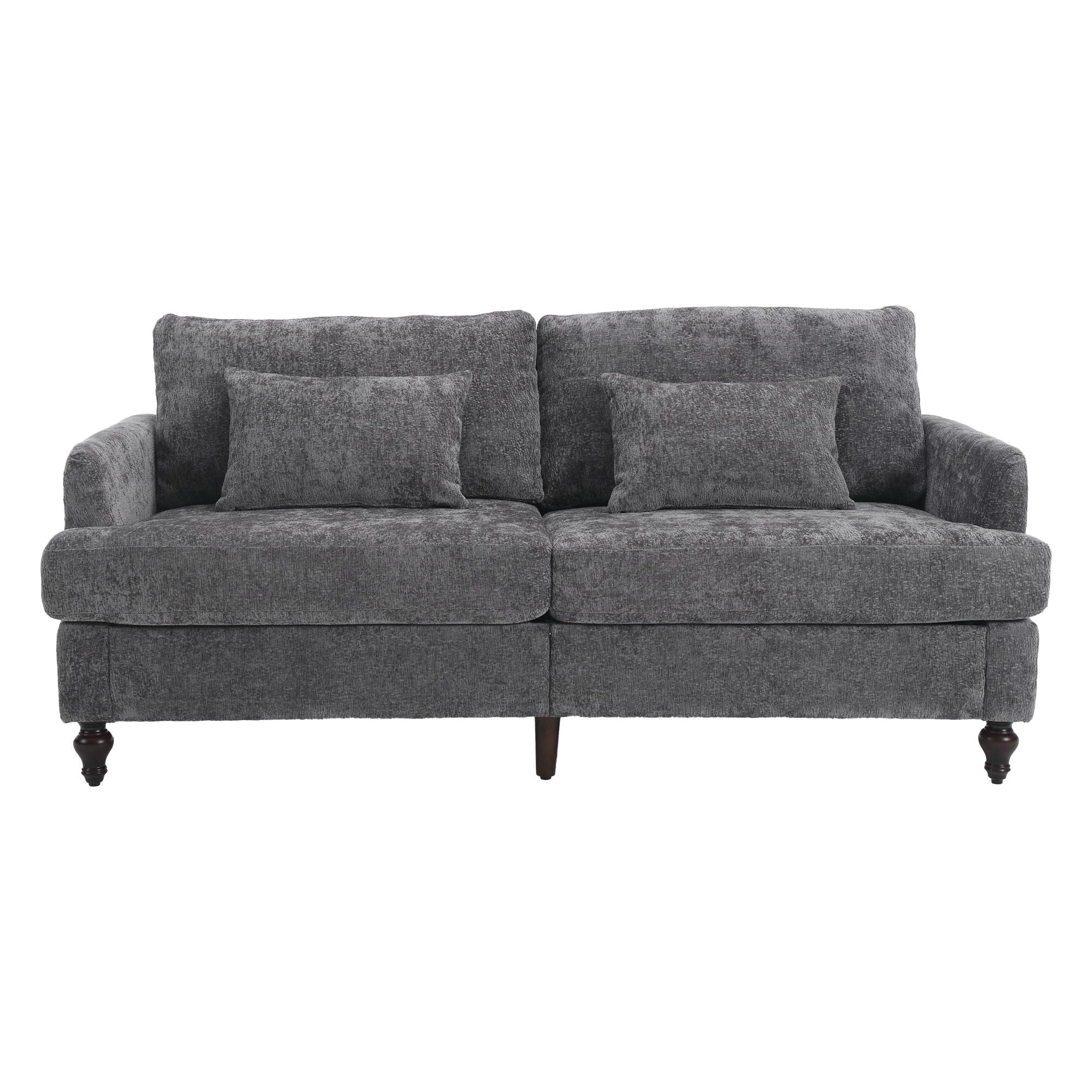 Mid Century Modern Chenille Fabric Loveseat Sofa, 2 Seat Upholstered Couch