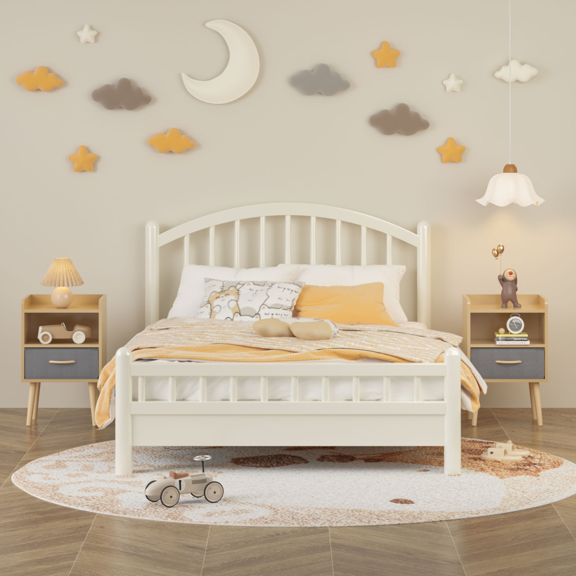 Nightstand With Collapsible Drawer, 2 Tier Storage End Table For Bedroom