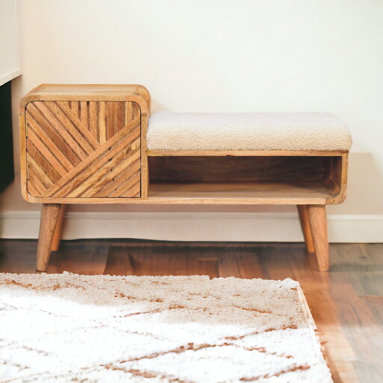 Boucle Carved Telephone Table - Oak