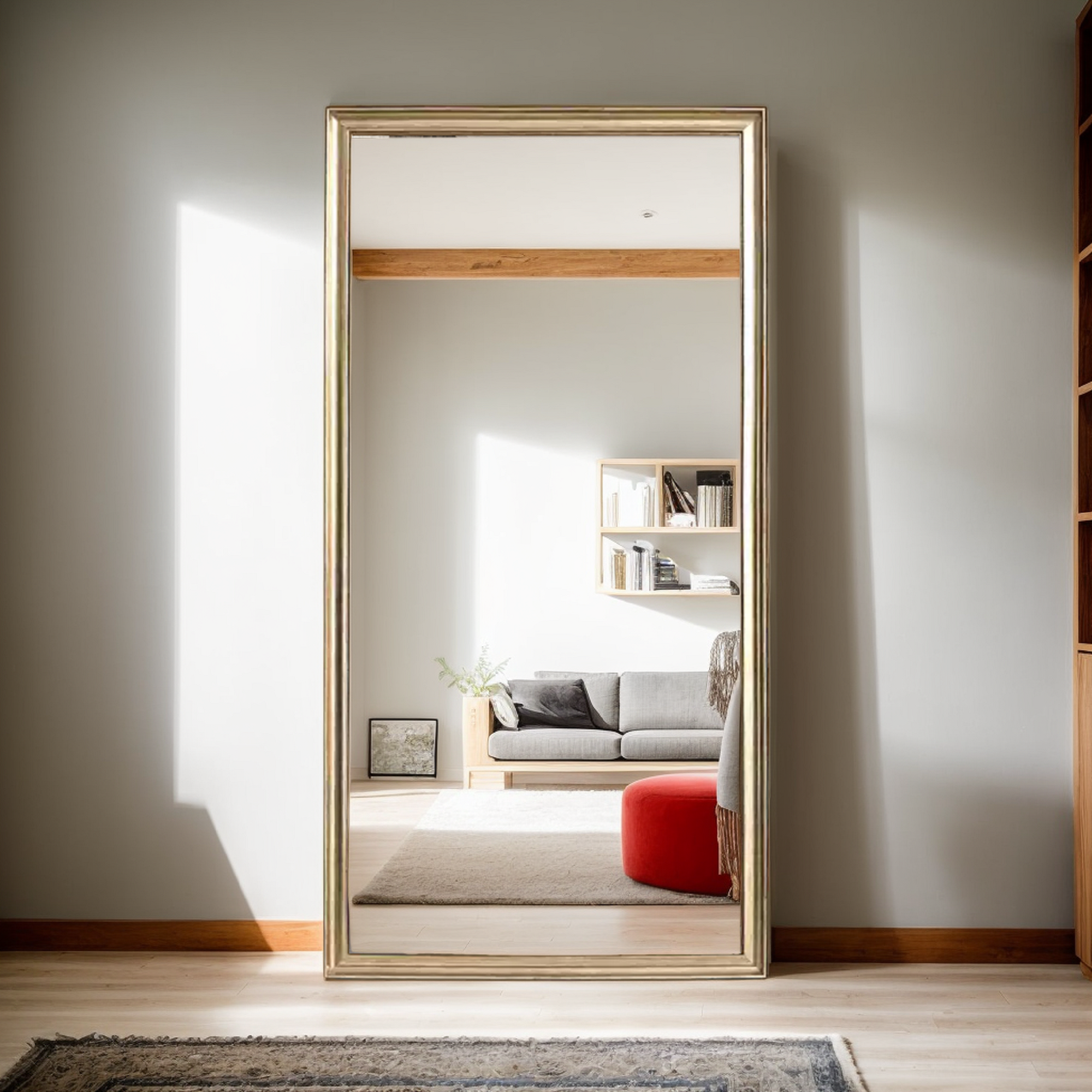70' x 32' Gold Full Length Floor Mirror with PS Frame, Large Wall Mounted or Leaning Body Mirror for Bedroom, Living Room, Entryway