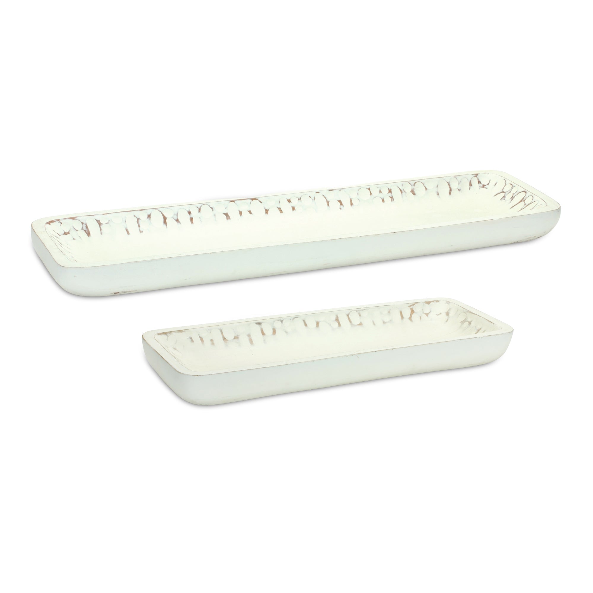 White-Washed-Mango-Wood-Dough-Bowl-Tray-(Set-of-2)-Serving-Trays