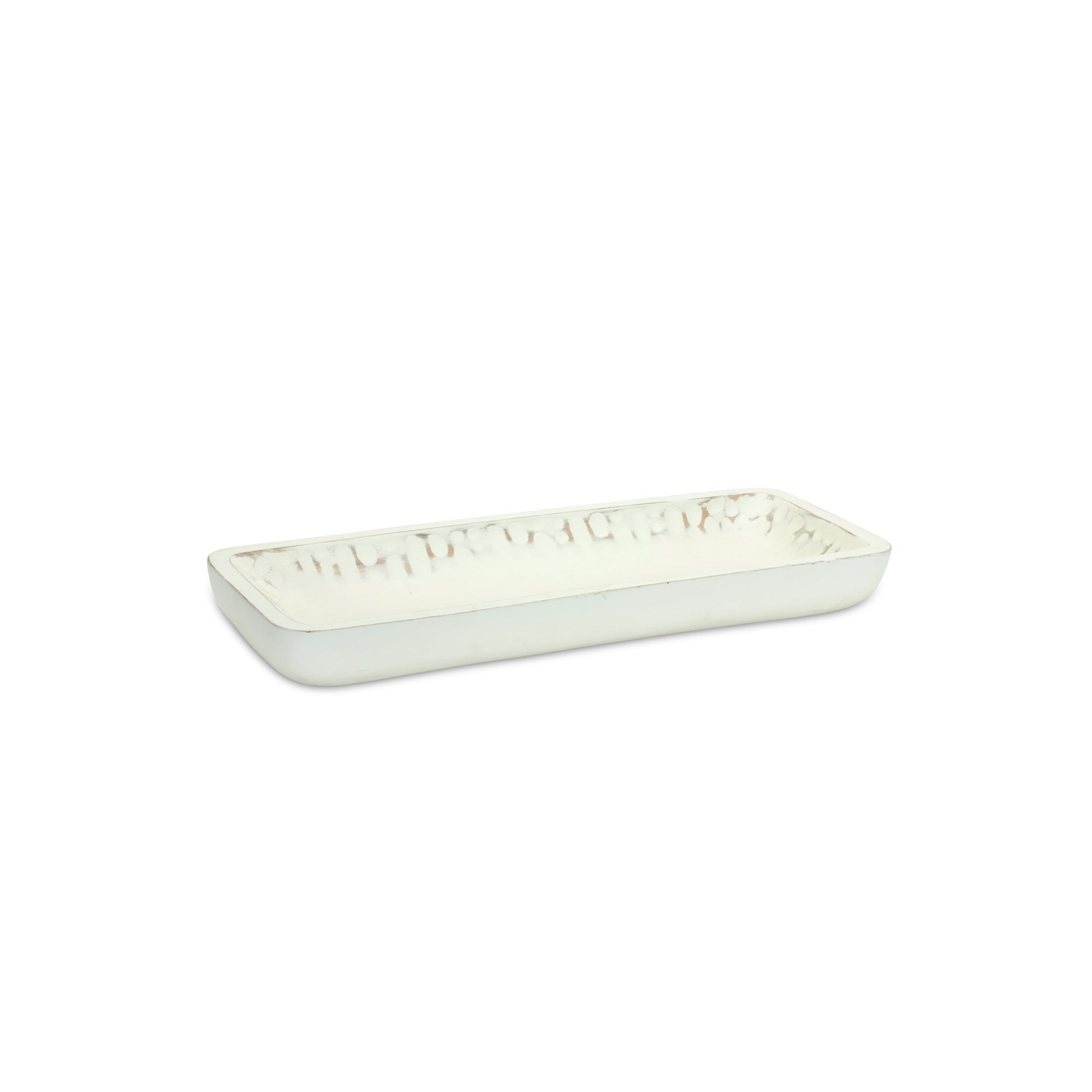 White Washed Mango Wood Dough Bowl Tray (Set of 2)