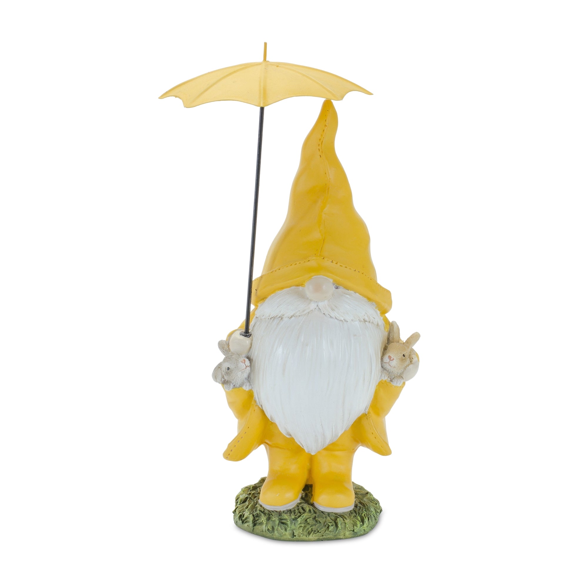 Garden gnome with umbrella and woodland animals (set of 4)