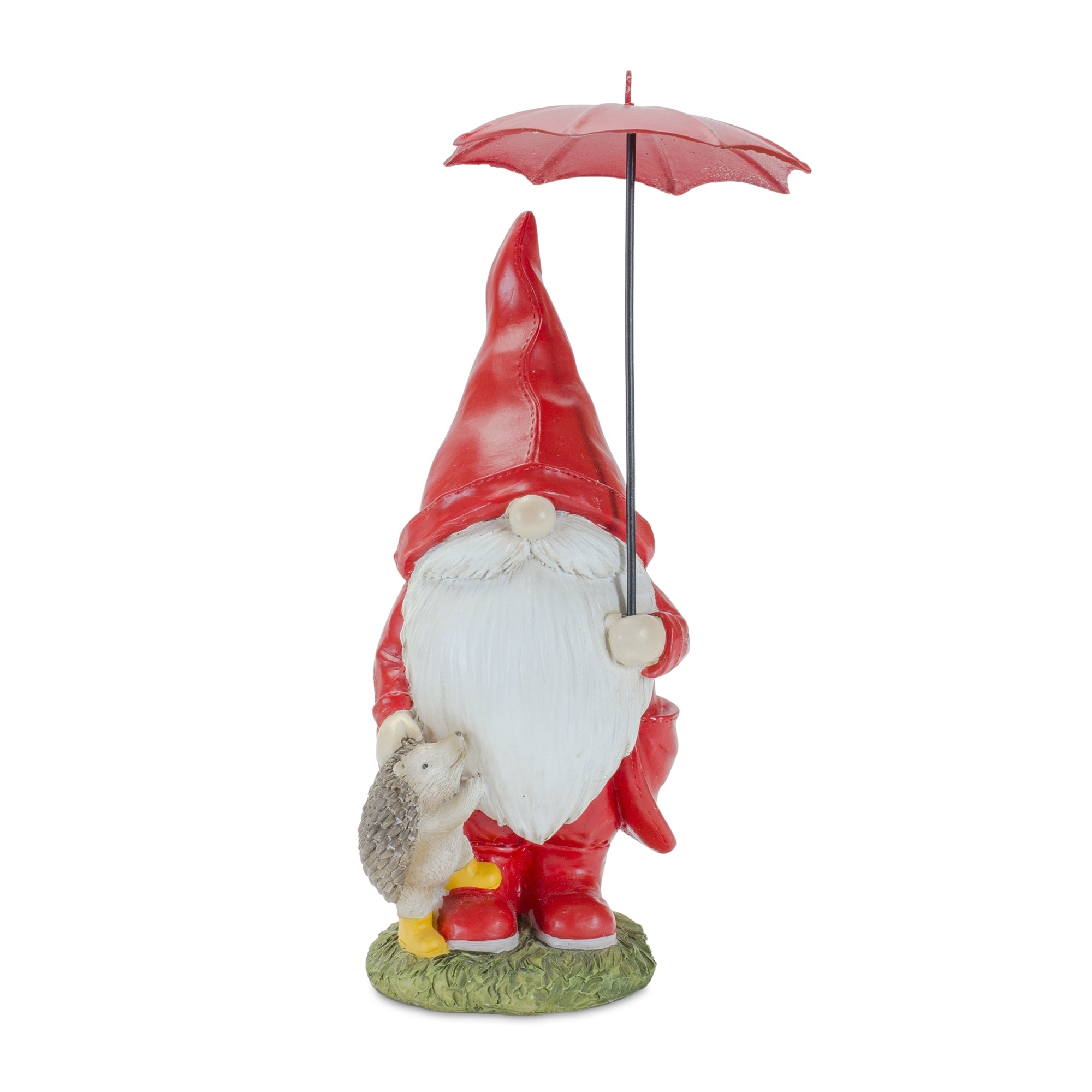 Garden gnome with umbrella and woodland animals (set of 4)