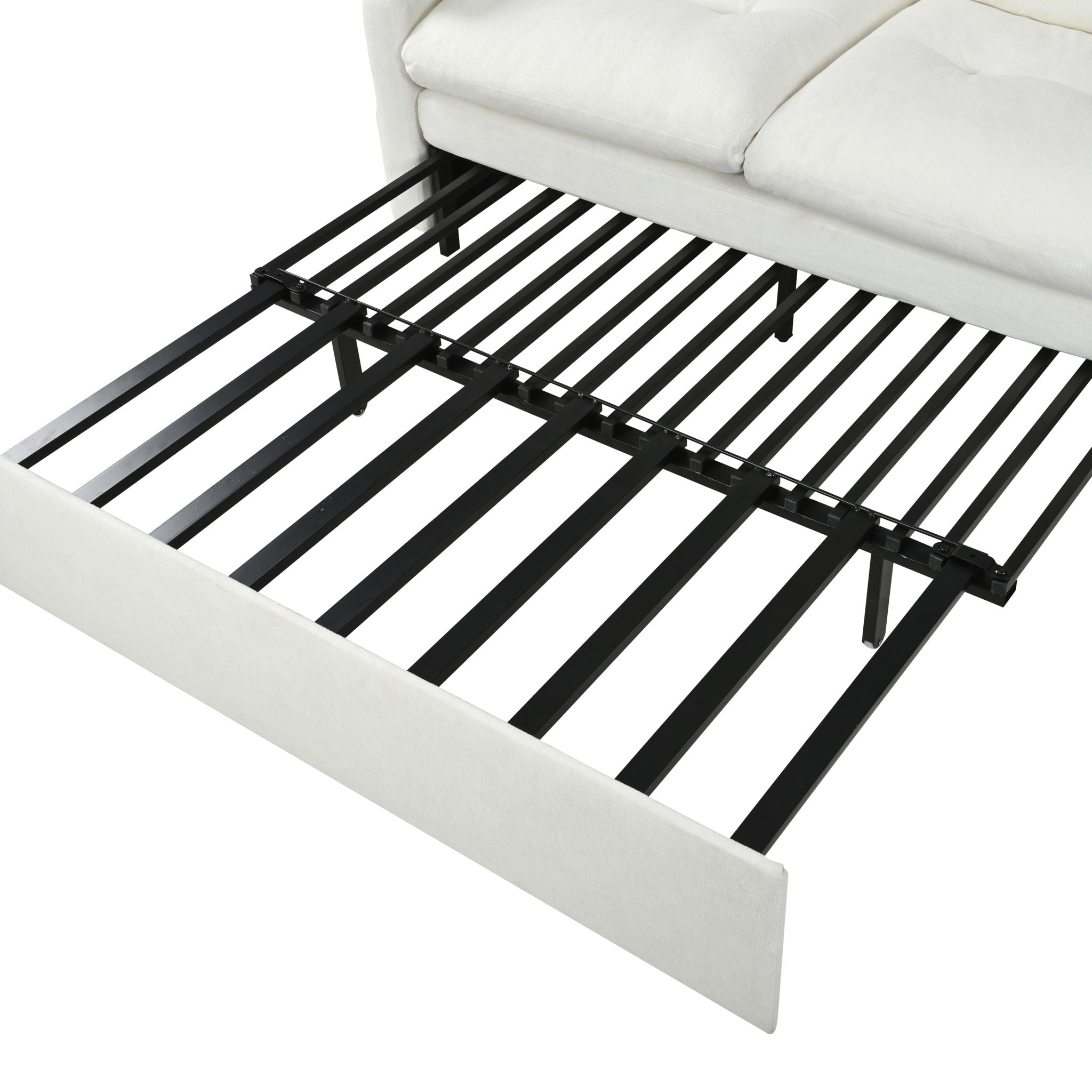 Convertible Pull Out Sofa Bed Queen Size, 3 In 1 With Side Storage