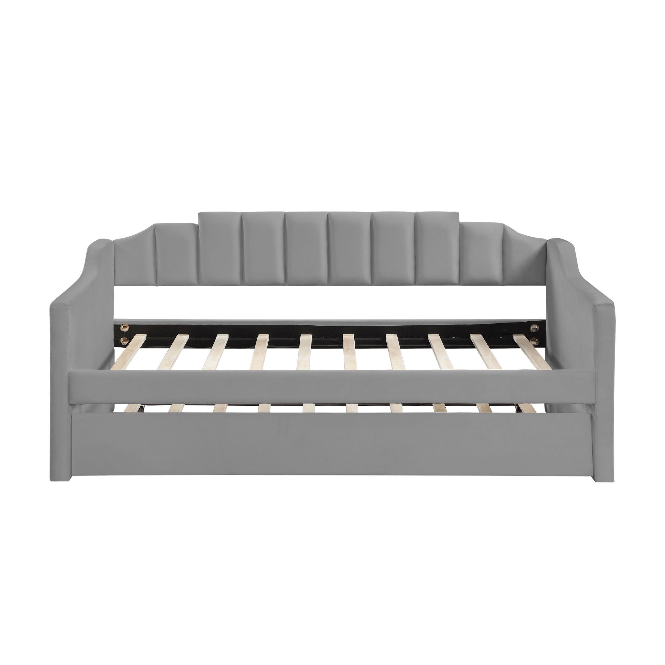 Velvet Daybed with Trundle Upholstered Tufted Sofa Bed, Twin Size, Grey
