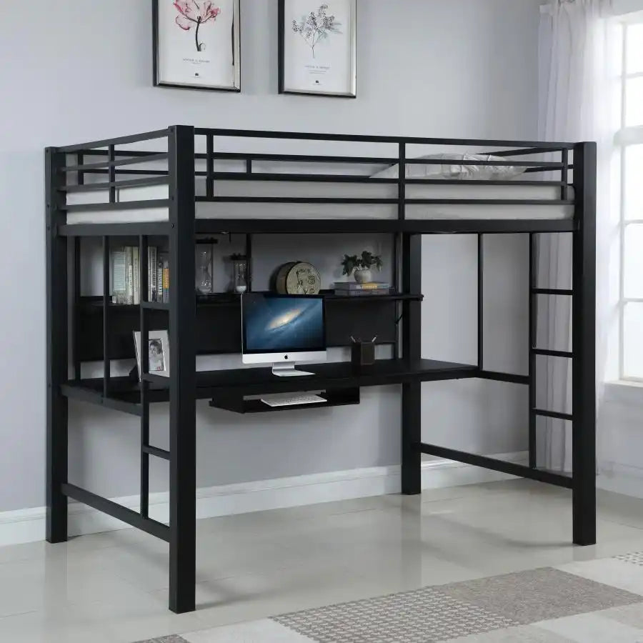 Avalon - Full Workstation Loft Bed - Black - Best Buy Furniture