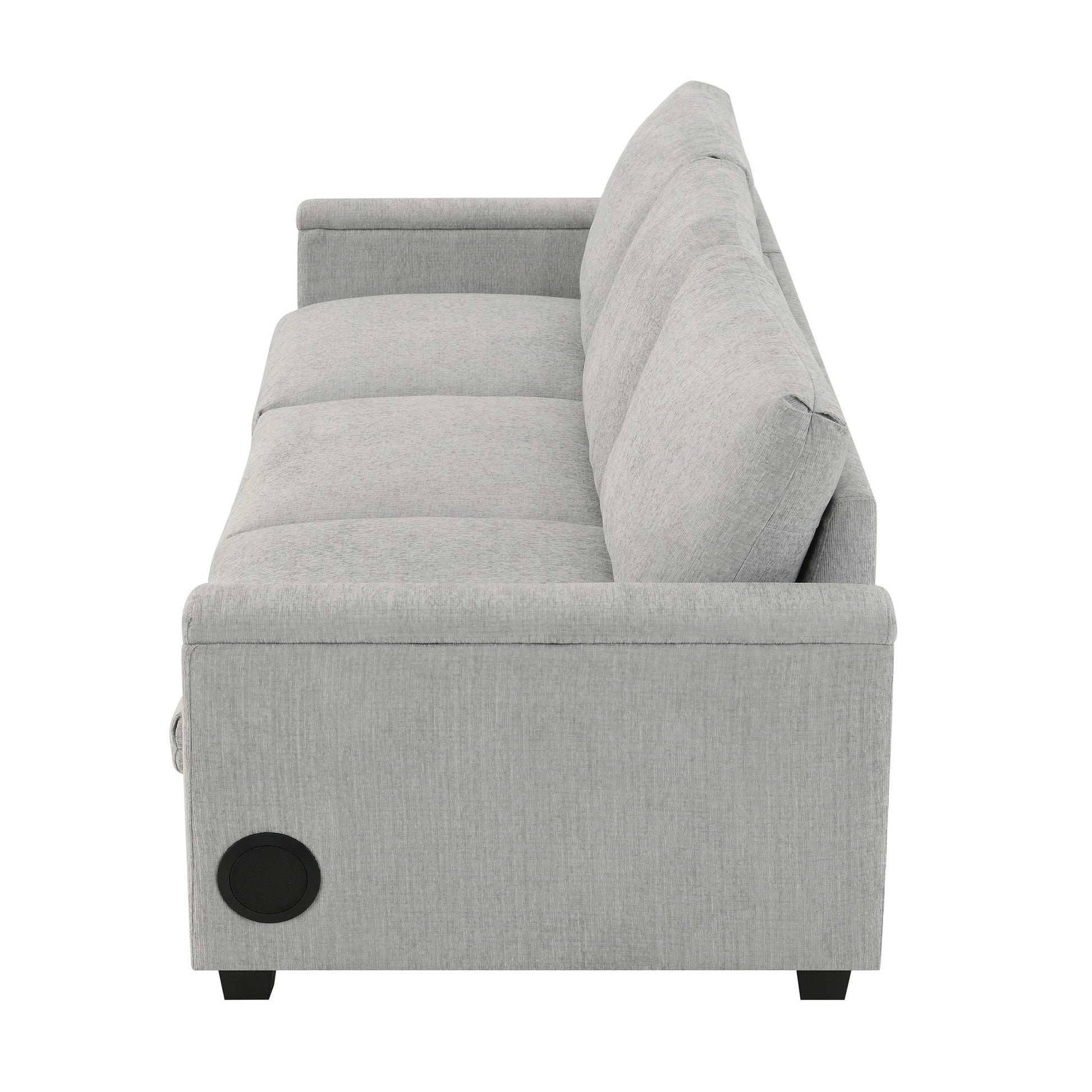 Sectional With Bluetooth Speaker Comfy Cloud Couch Set With Drop Down Table Cup Holders, USB Charger Storage Armrest Wide Seat Sofa - Best Buy Furniture