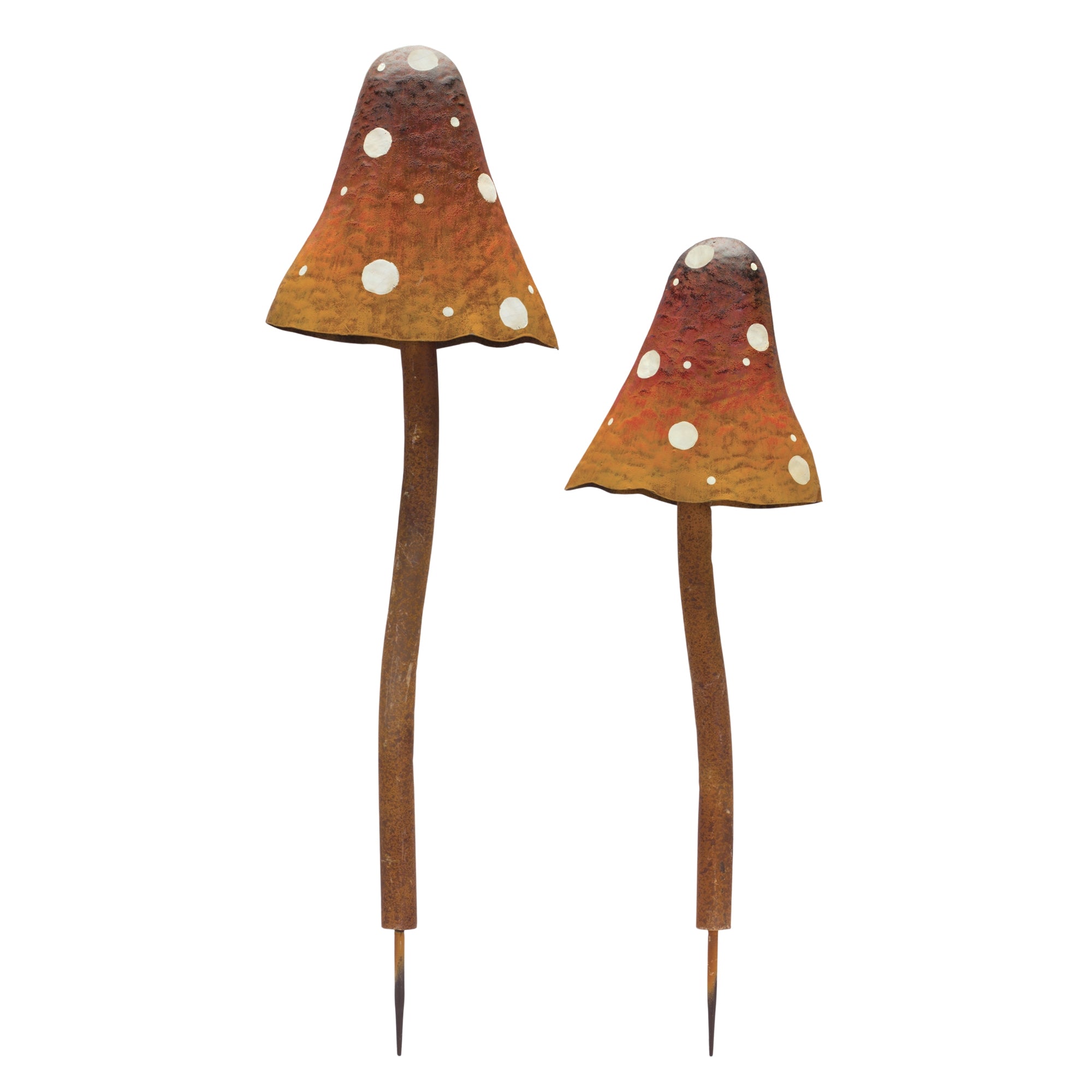 Iron-metal-mushroom-garden-stake-(set-of-2)-Garden-Decor