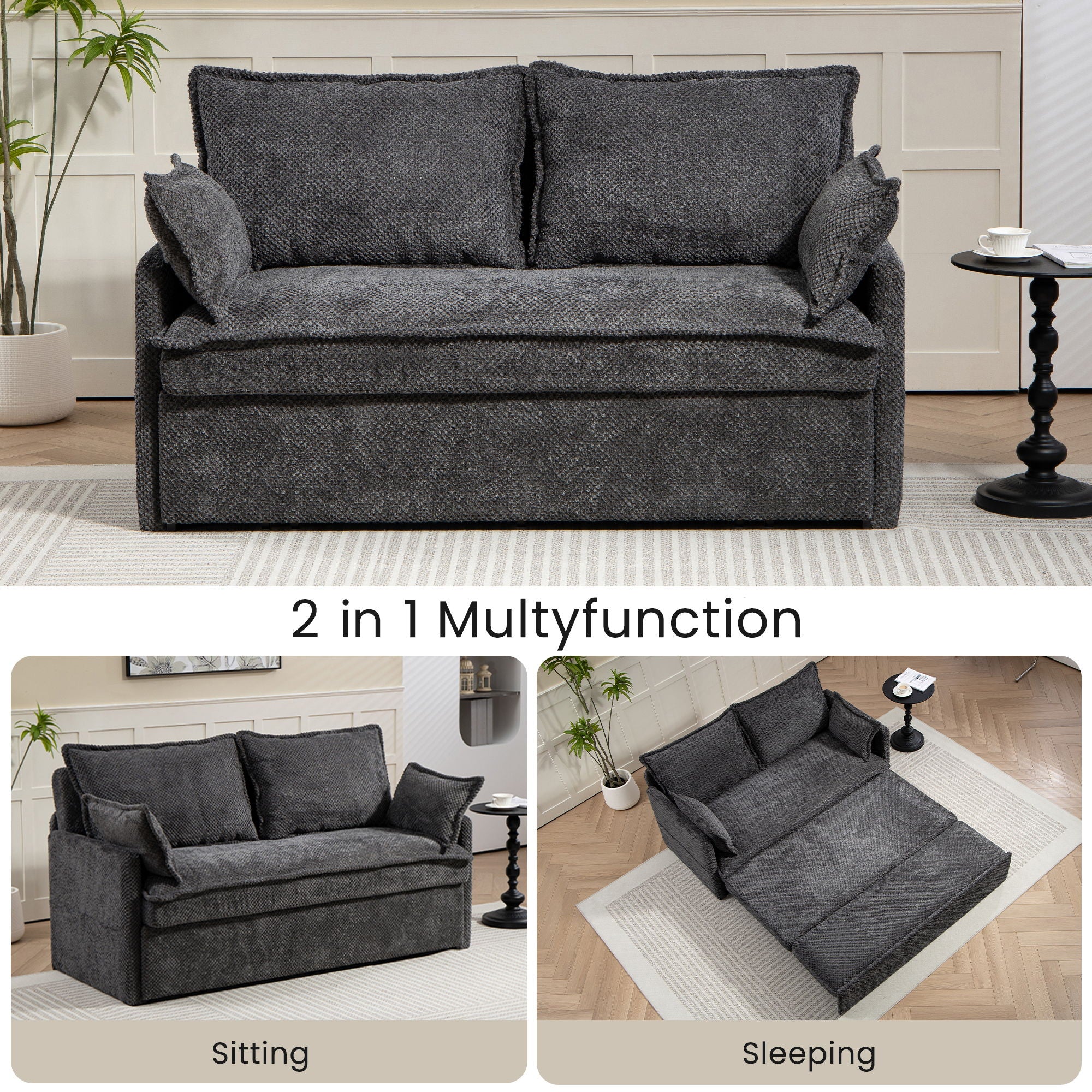 Pull Out Sofa Bed, Convertible Sleeper Sofa Couch, Side Storage, And USB / C - Type Charging Ports Chair