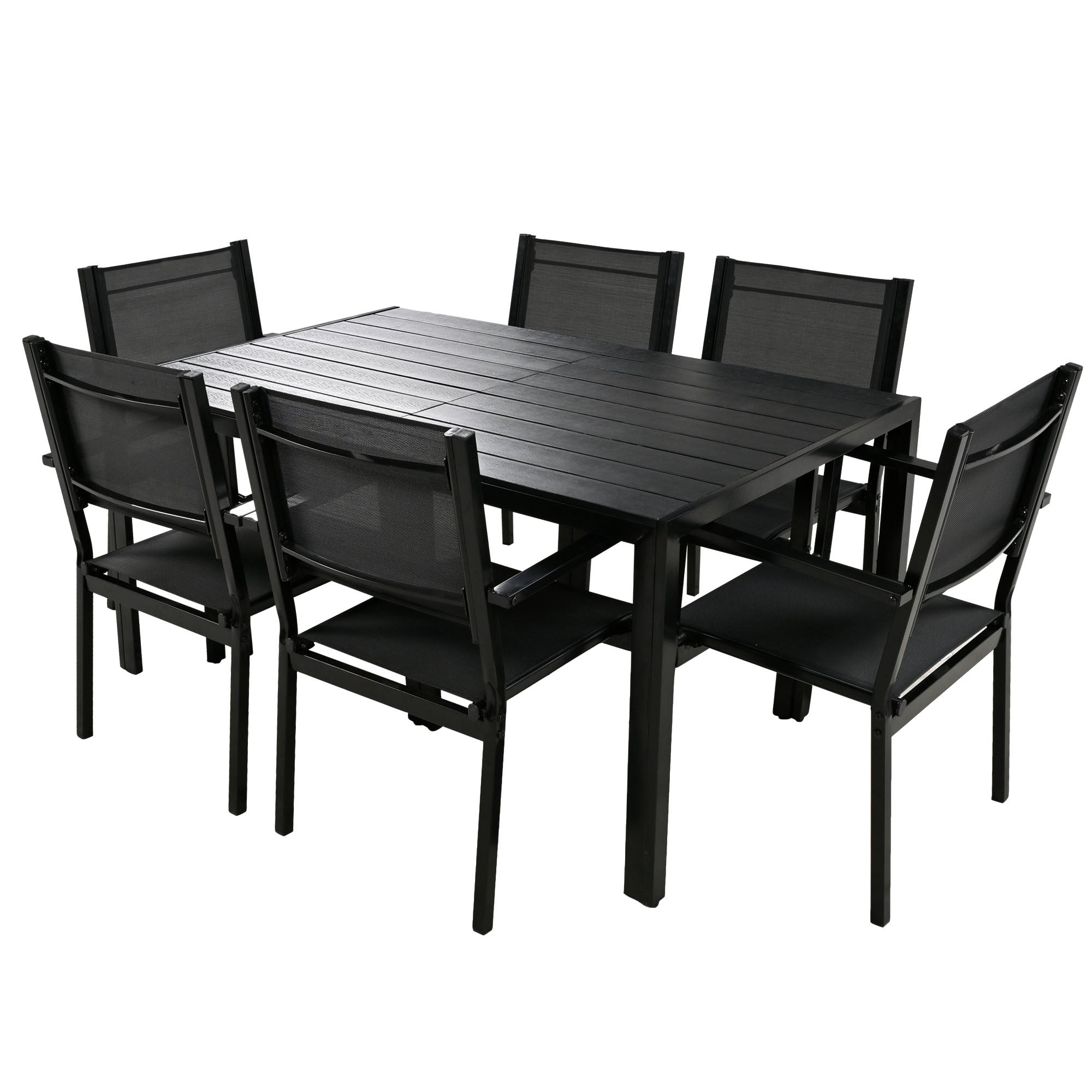 6-Person Modern Steel Outdoor Dining Set