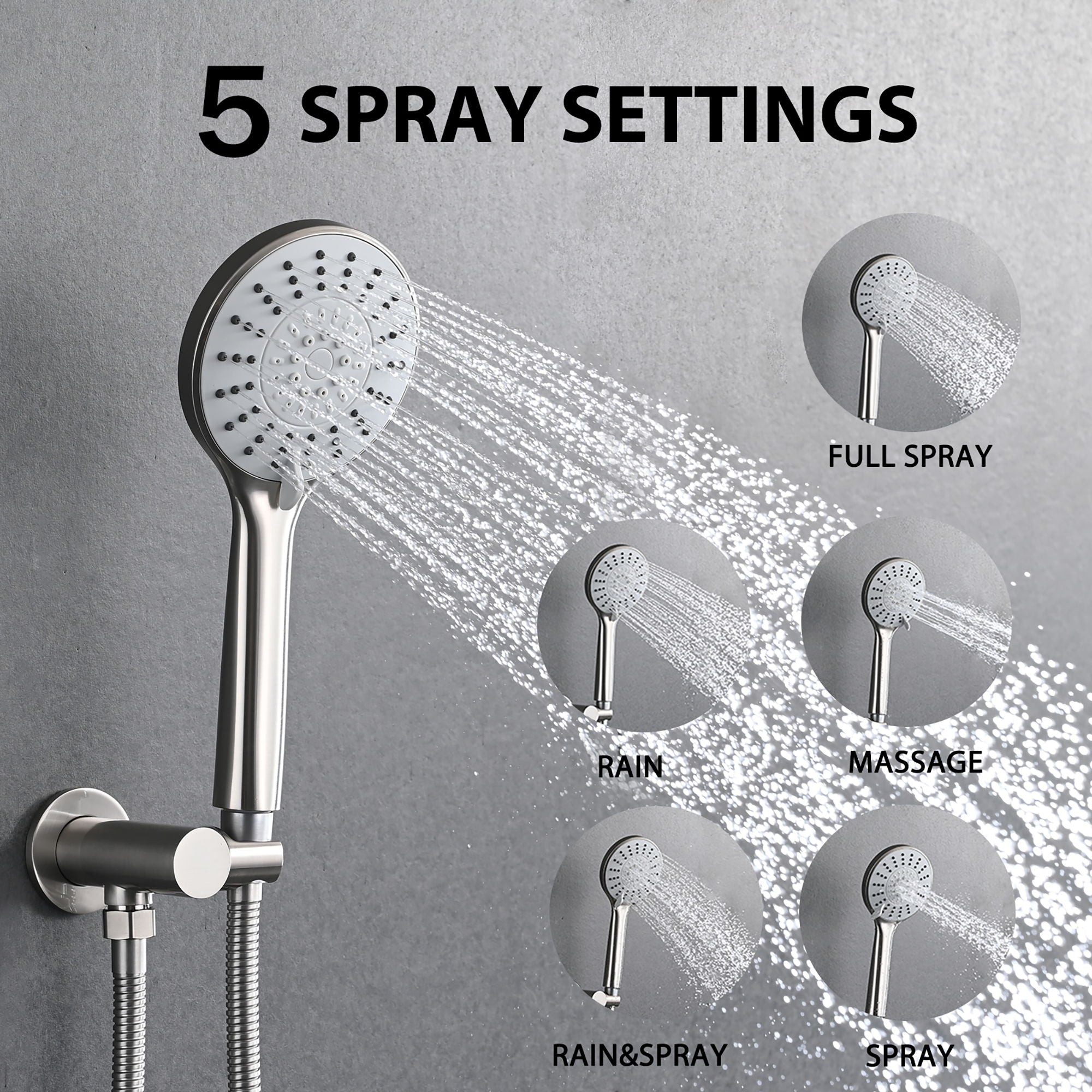 Wall Mounted Shower Set With High Pressure 10" Rain Shower Head And 5 Function Handheld Shower Head - Brushed Nickel