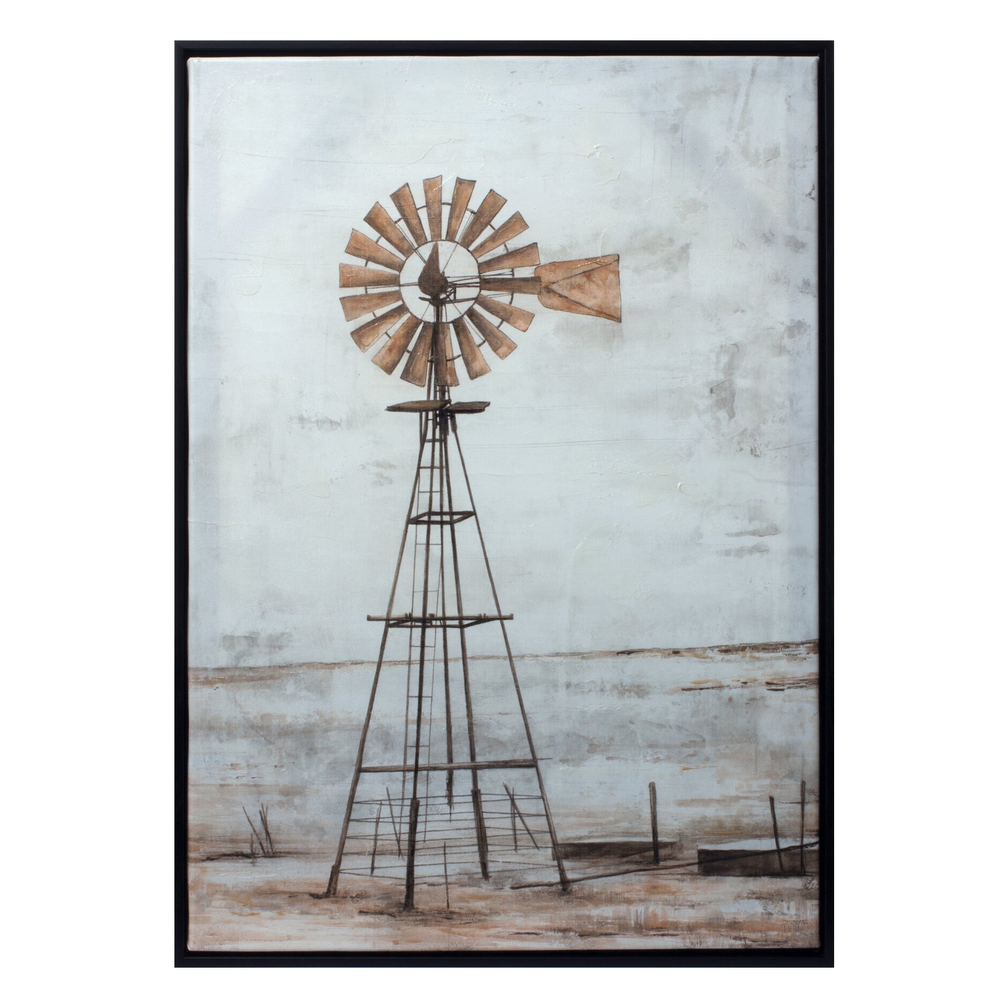 Framed Windmill Canvas Print 28"H