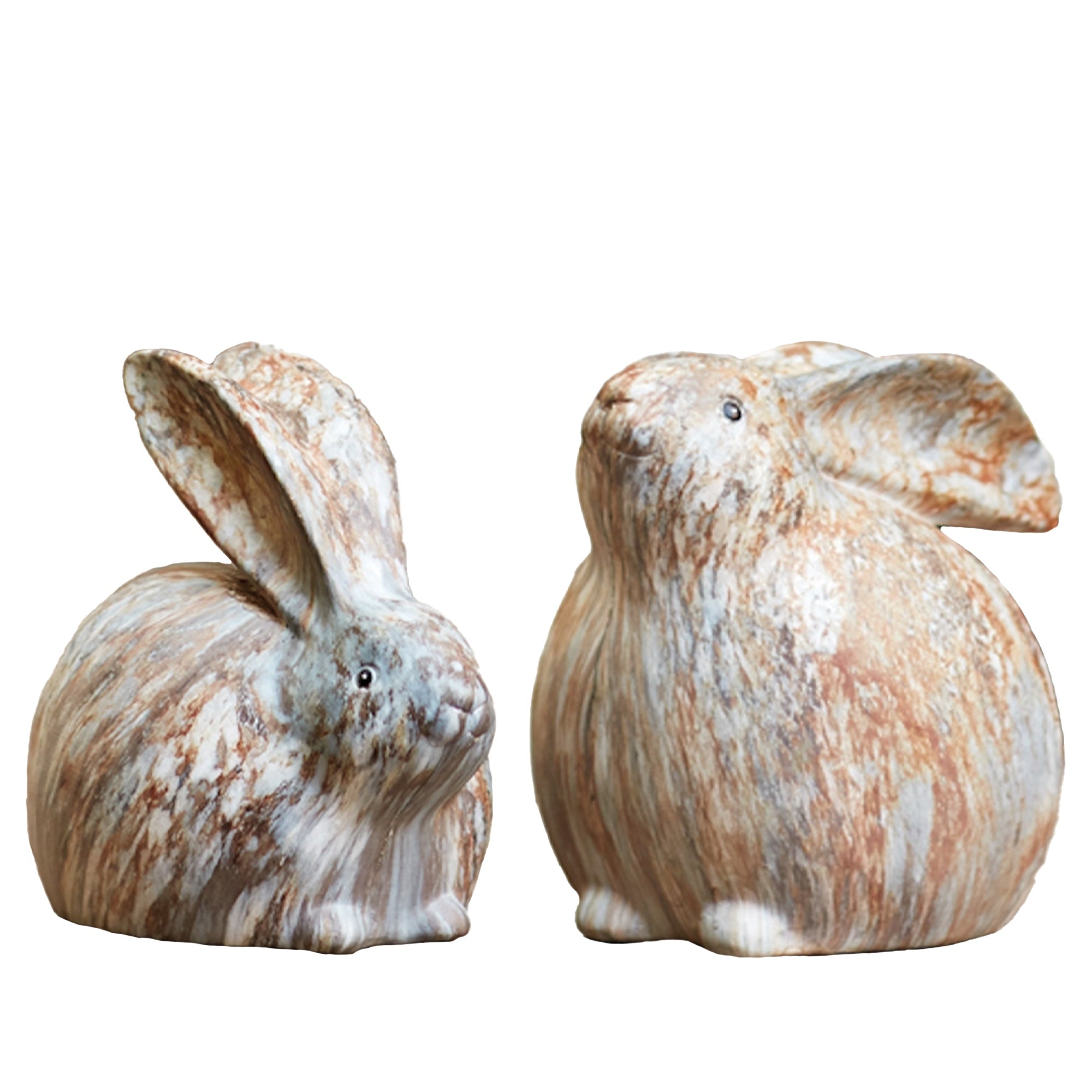 Modern-Bunny-Rabbit-Figurine-with-Marble-Finish-(Set-of-2)-Figurines