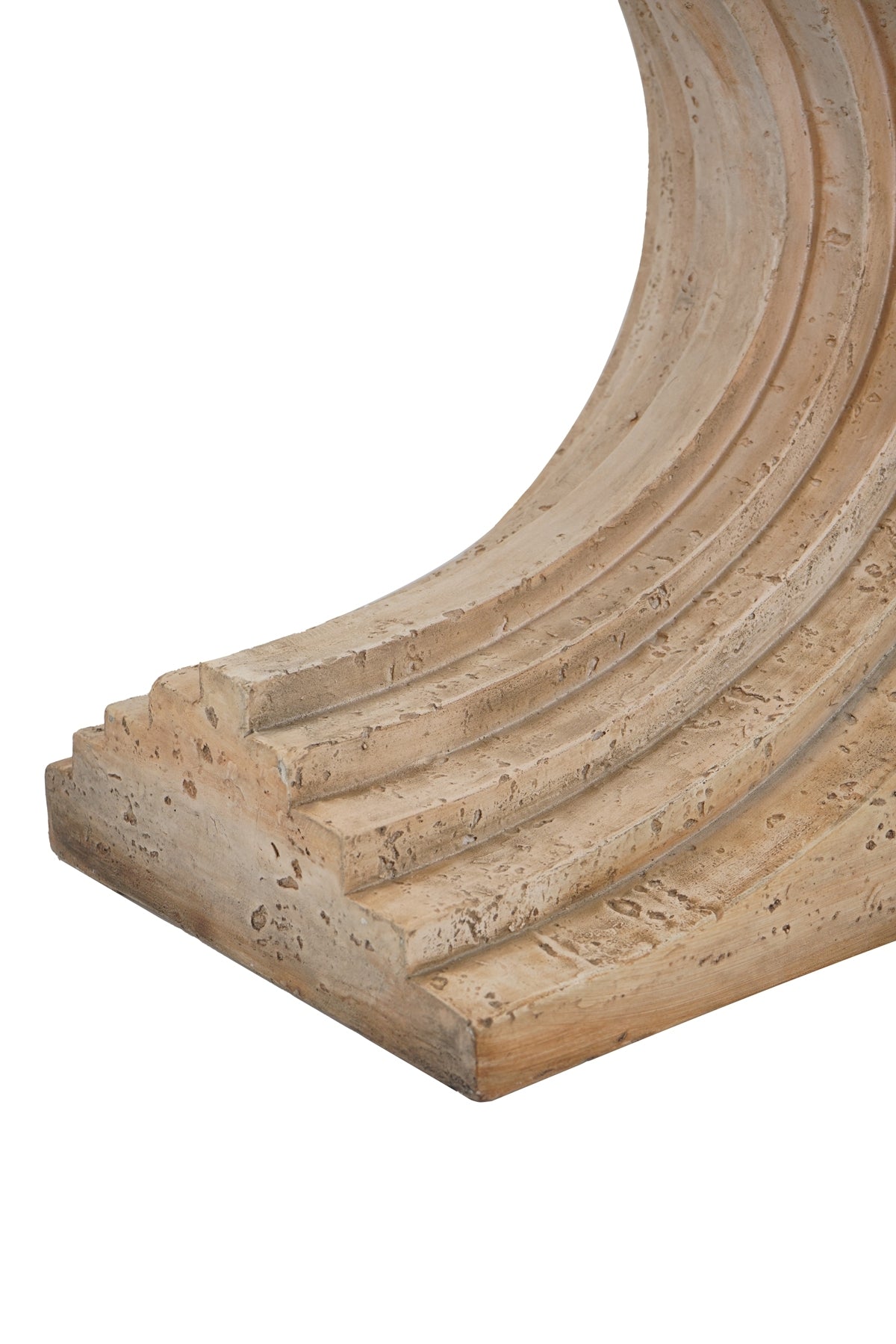 16.3x12.2x22.6 Modern Sculptural Arched Side Table with Faux Travertine Finish