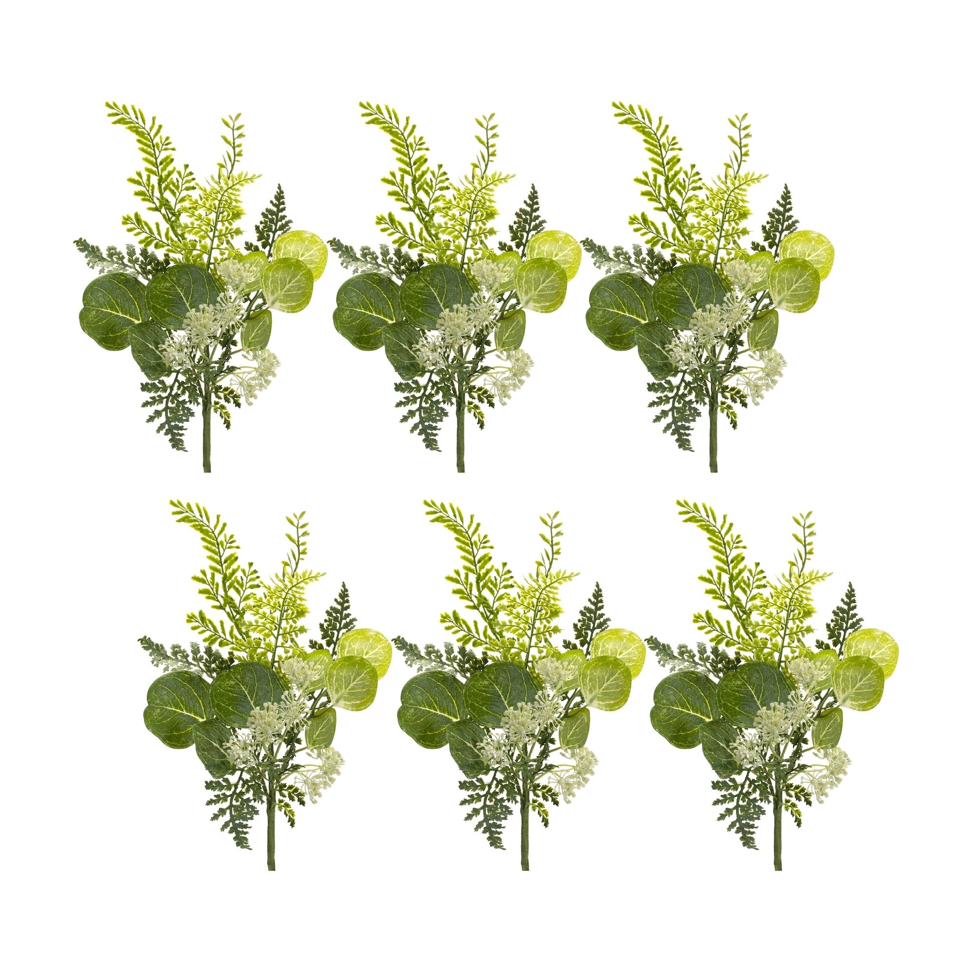 Fern-and-Eucalyptus-Foliage-Spray-with-Queen-Anne-Accent-(Set-of-6)-Artificial-Non-Flowering-Plants