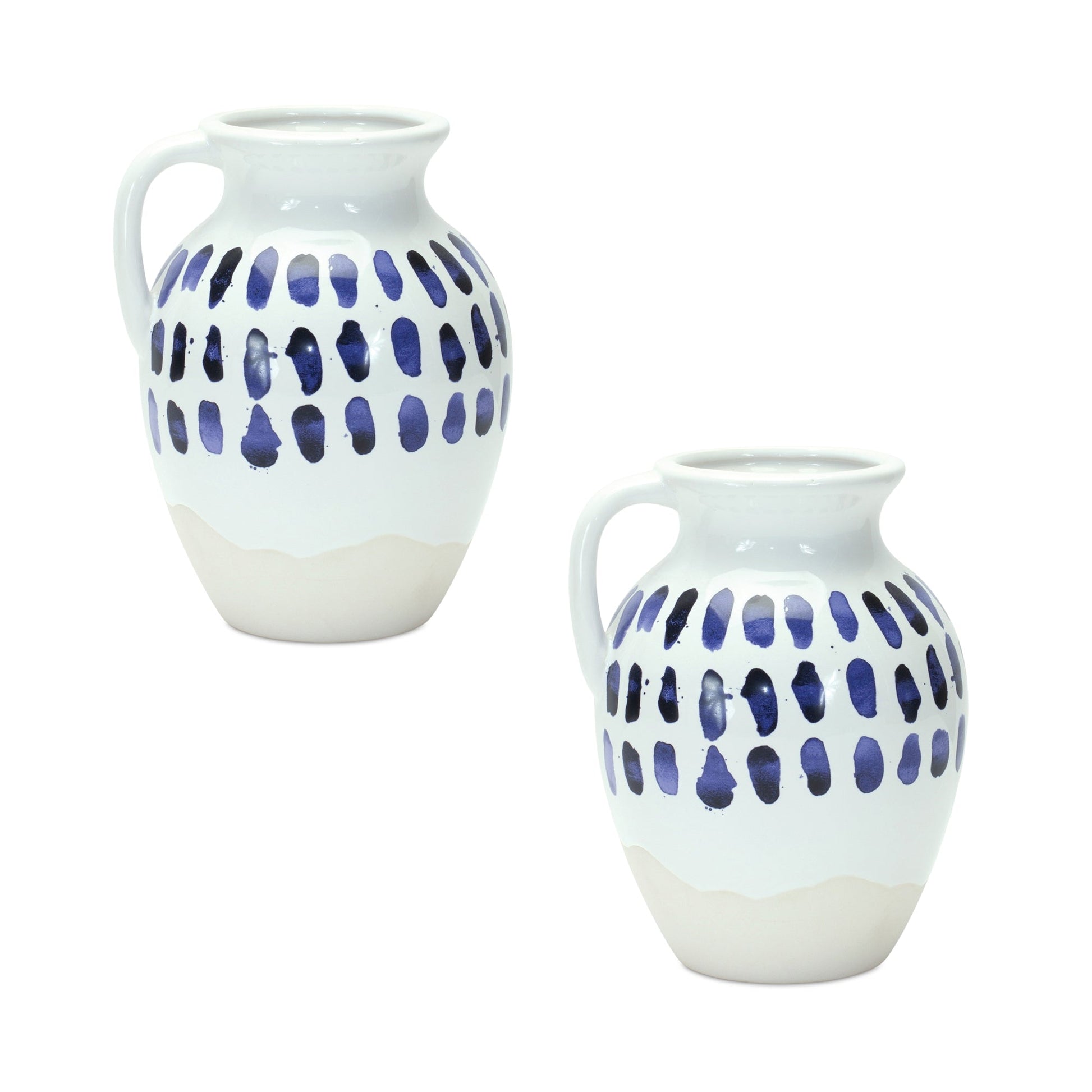 Two-tone-tie-dye-design-ceramic-pitcher-vase-(set-of-2)-Vases