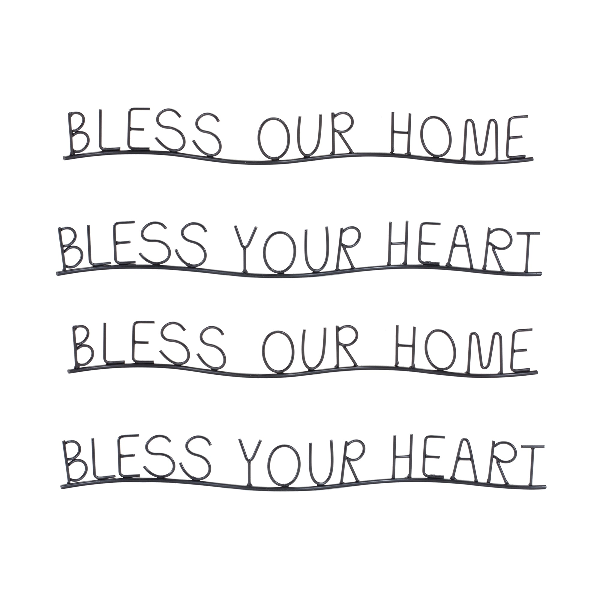 Bless our home and heart sentiment decor (set of 4)